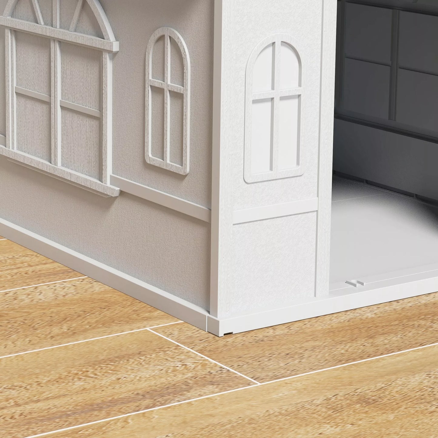 Šunidė su dvišlaičiu stogu, atspari oro sąlygoms, plastikinė, 65 x 75,7 x 63 cm, Pilka