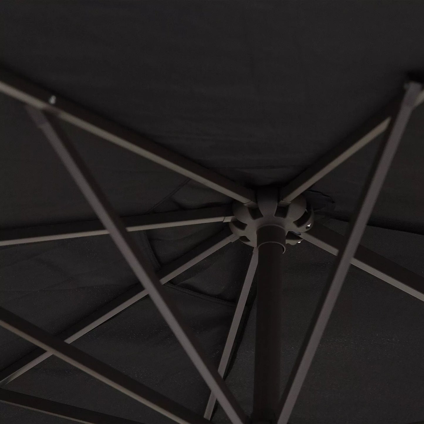 Dvigubas skėtis nuo saulės 455 x 270 cm, sodo skėtis su rankena, ovalus, stabilus metalinis stiebas, prekybinis skėtis, terasos skėtis, apsauga nuo saulės paplūdimiui, balkonui, terasai, sodui, juodas