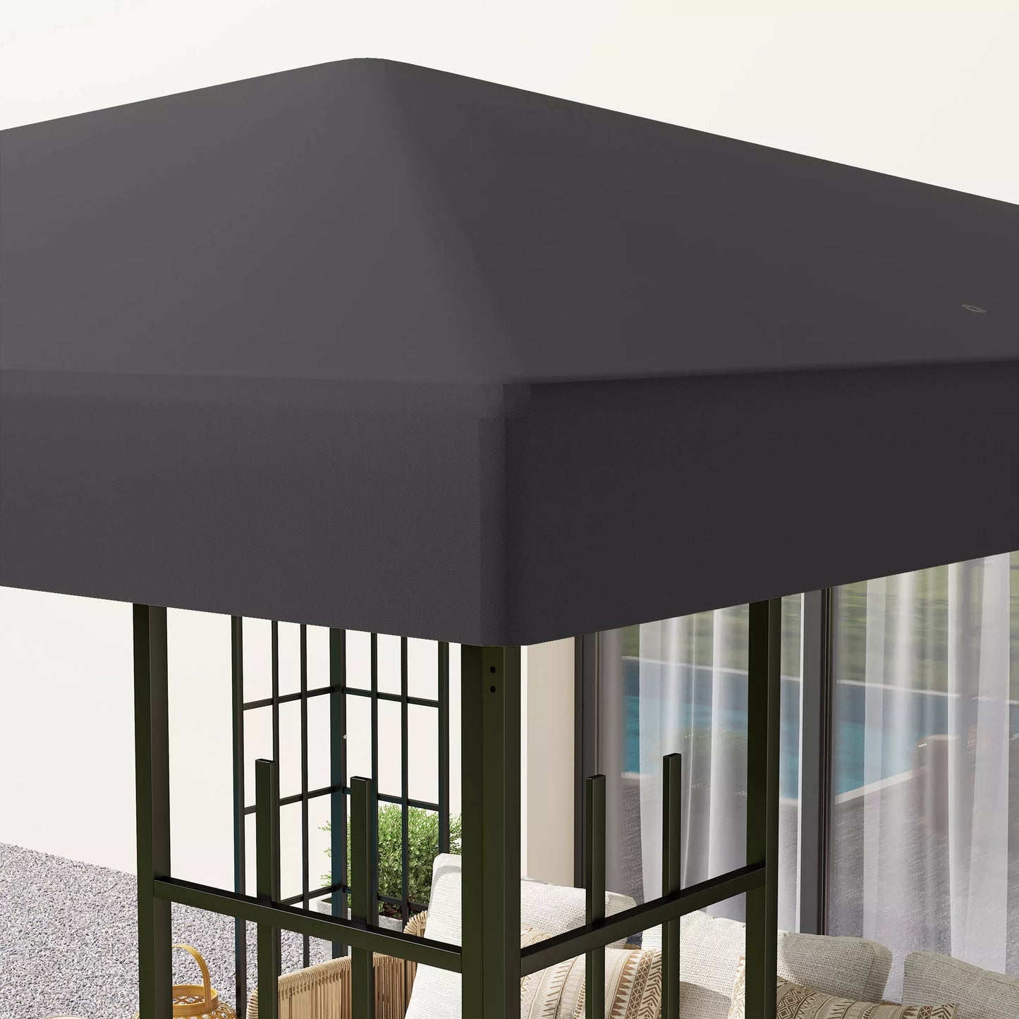 3 x 3 m atsarginė palapinė pavėsinei, palapinė sodo pavėsinei, su vandens nutekėjimo angomis, UPF30+, tamsiai pilka