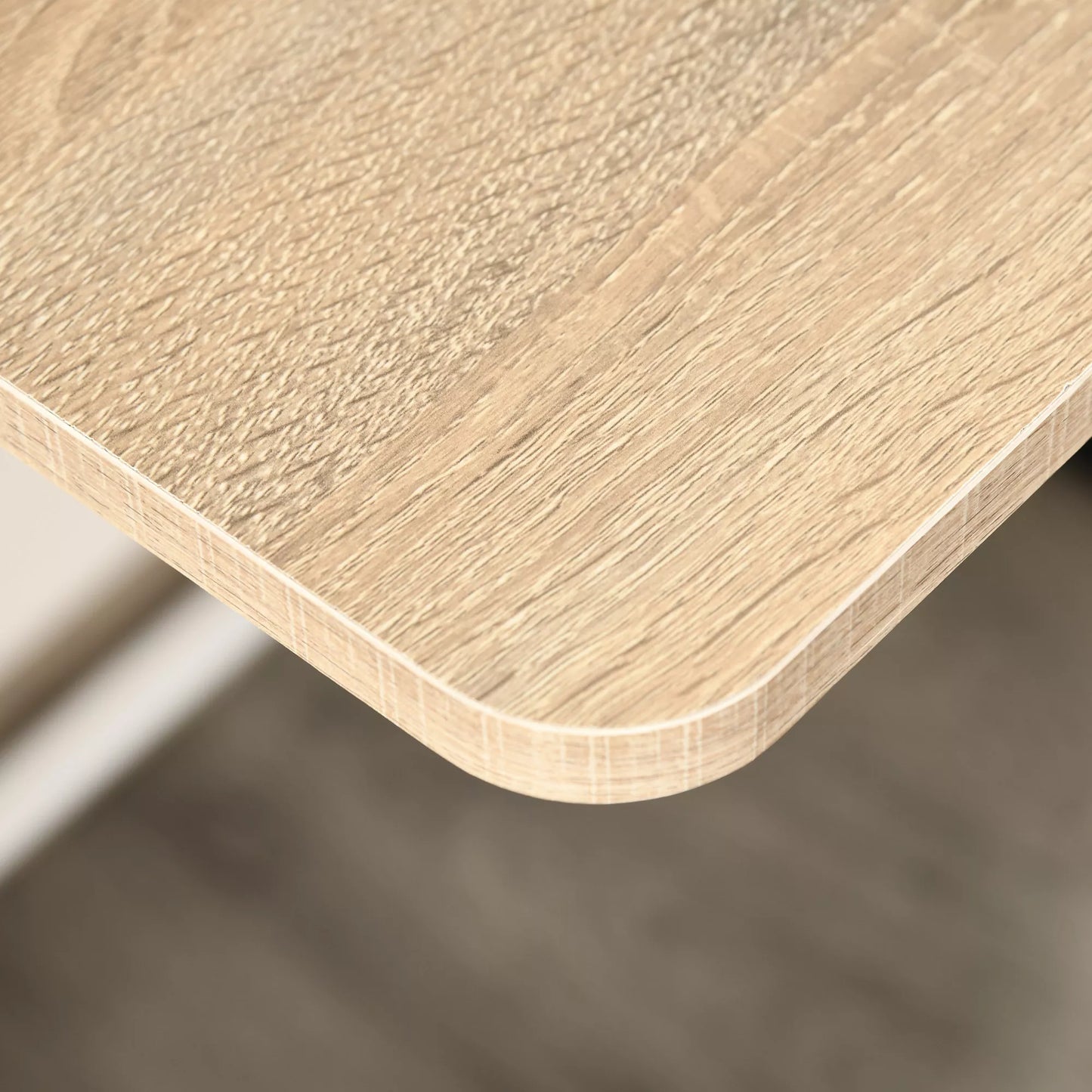 Rašomasis stalas, kompiuterio stalas su lentyna ir kabelių valdymo sistema, modernus stalas su metaliniu rėmu darbo kambariui, miegamajam, namų biurui, 84 x 45 x 85 cm, Balta+Ąžuolas