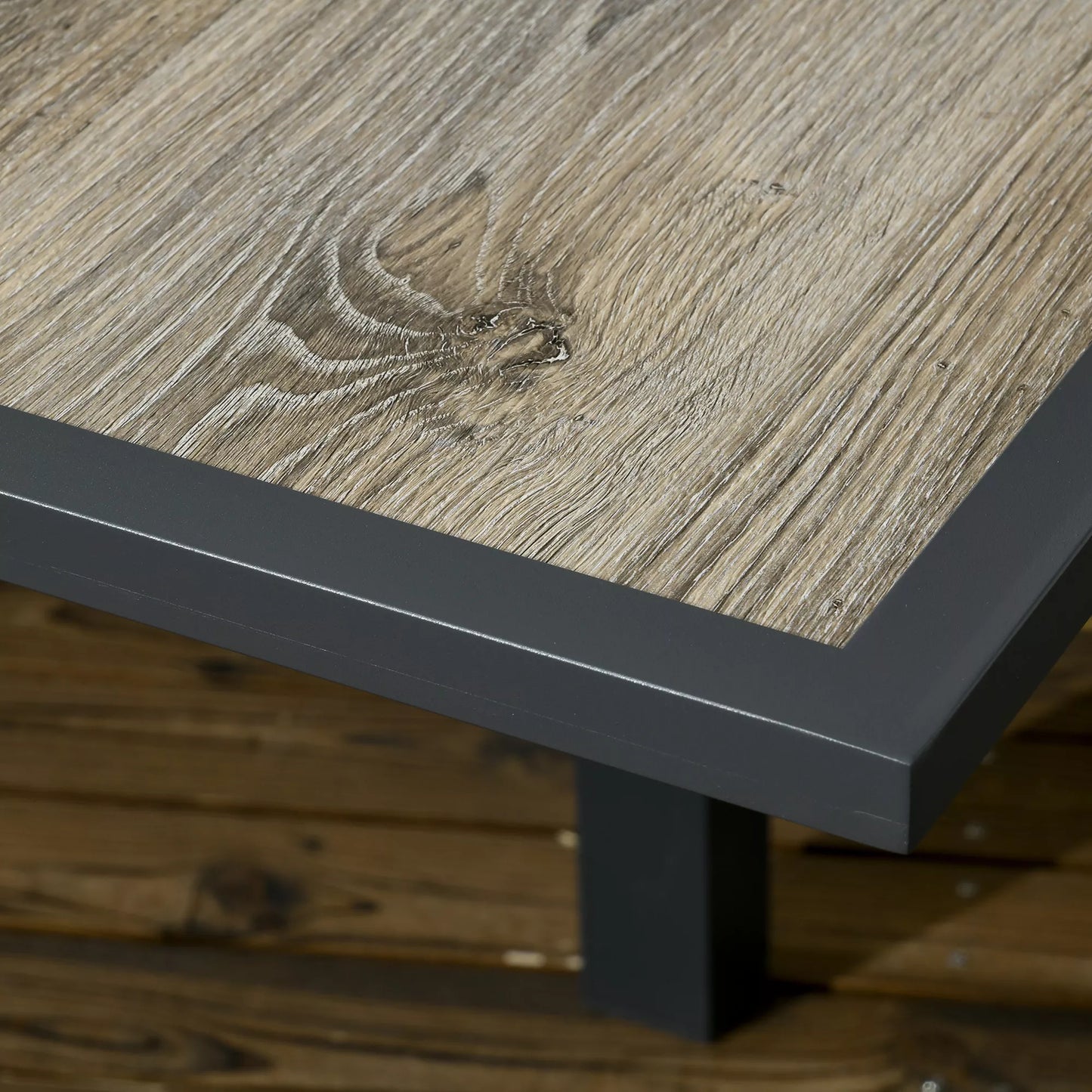 Sodo stalas, išskleidžiamas, lengvai prižiūrimas, aliuminio rėmas, medžio imitacija, 160 x 80 x 75 cm