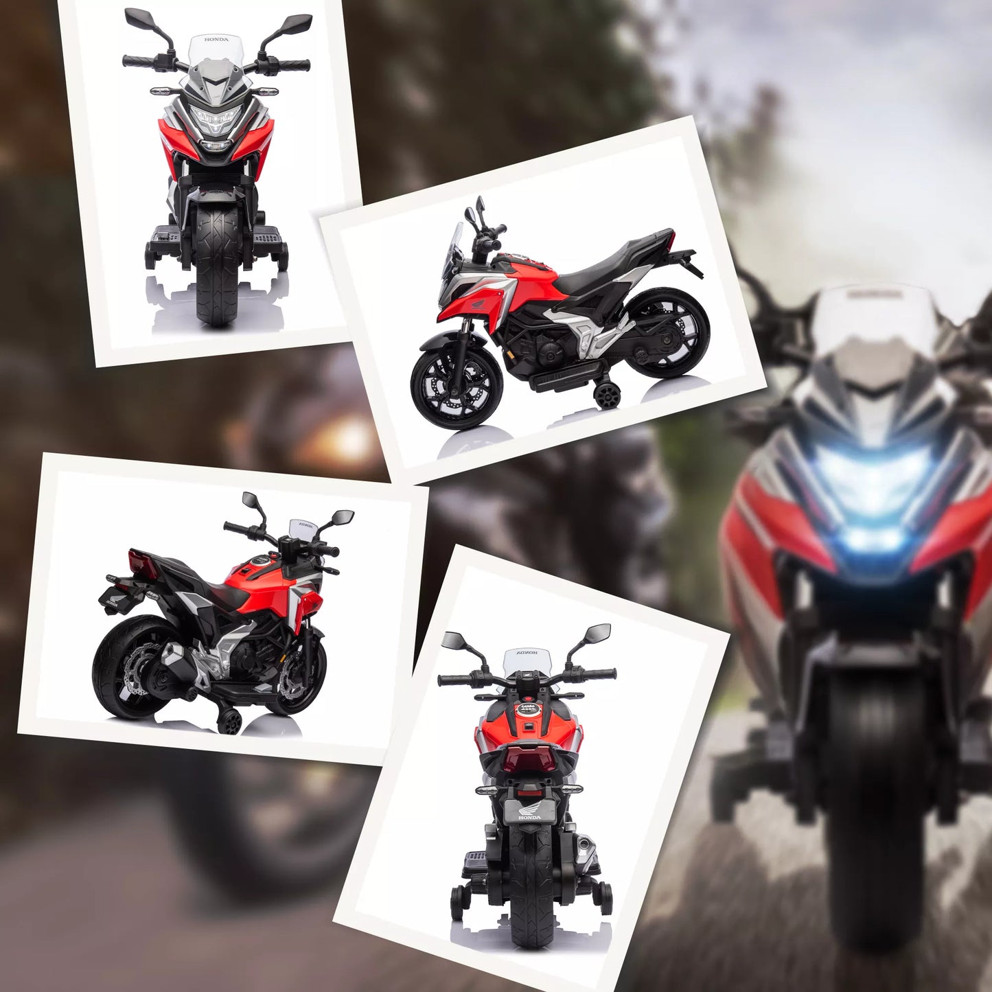 Elektrinis vaikiškas motociklas Honda, 3 km/h, su muzika ir šviesomis, 3-6 metai, iki 30 kg, Raudonas