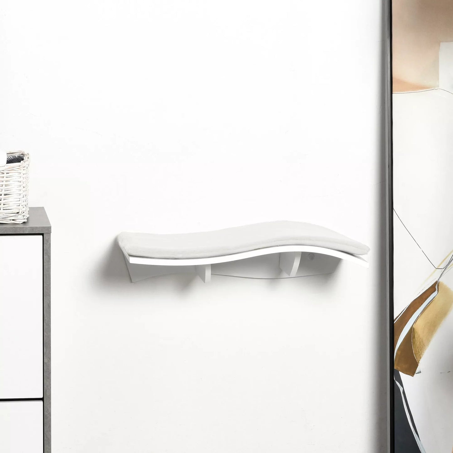 PawHut Katėms skirta kopėčių tipo sienelė, katės guolis, sieniniai katės lentynos, sieniniai katės baldai iki 4,5 kg, balta