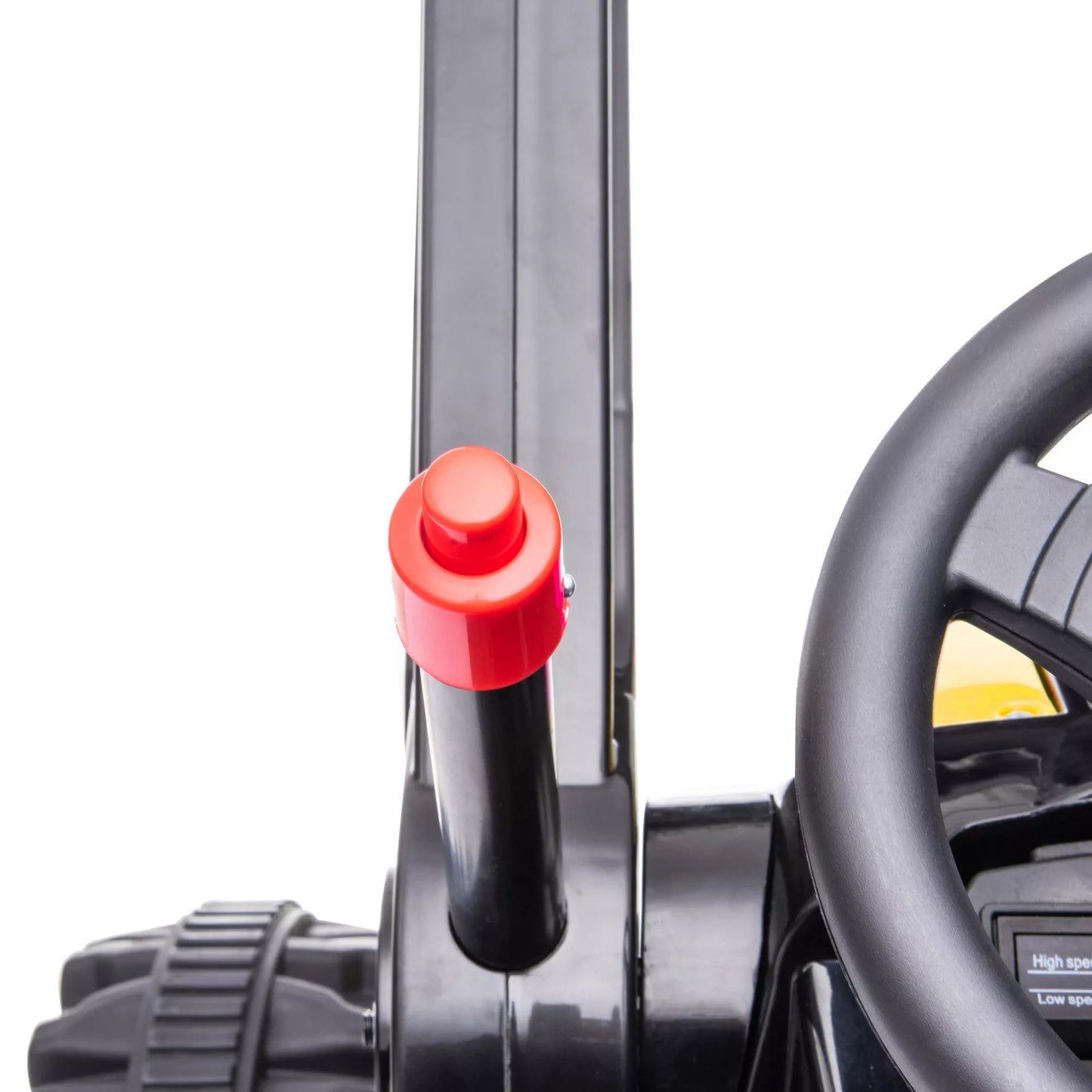 Elektrinis ekskavatorius vaikams, važiavimo ekskavatorius, elektrinis traktorius su muzika, kaušo rankenos, 3–5 metų vaikams, PP plastikas, plienas, geltonas, 132 x 62 x 65 cm