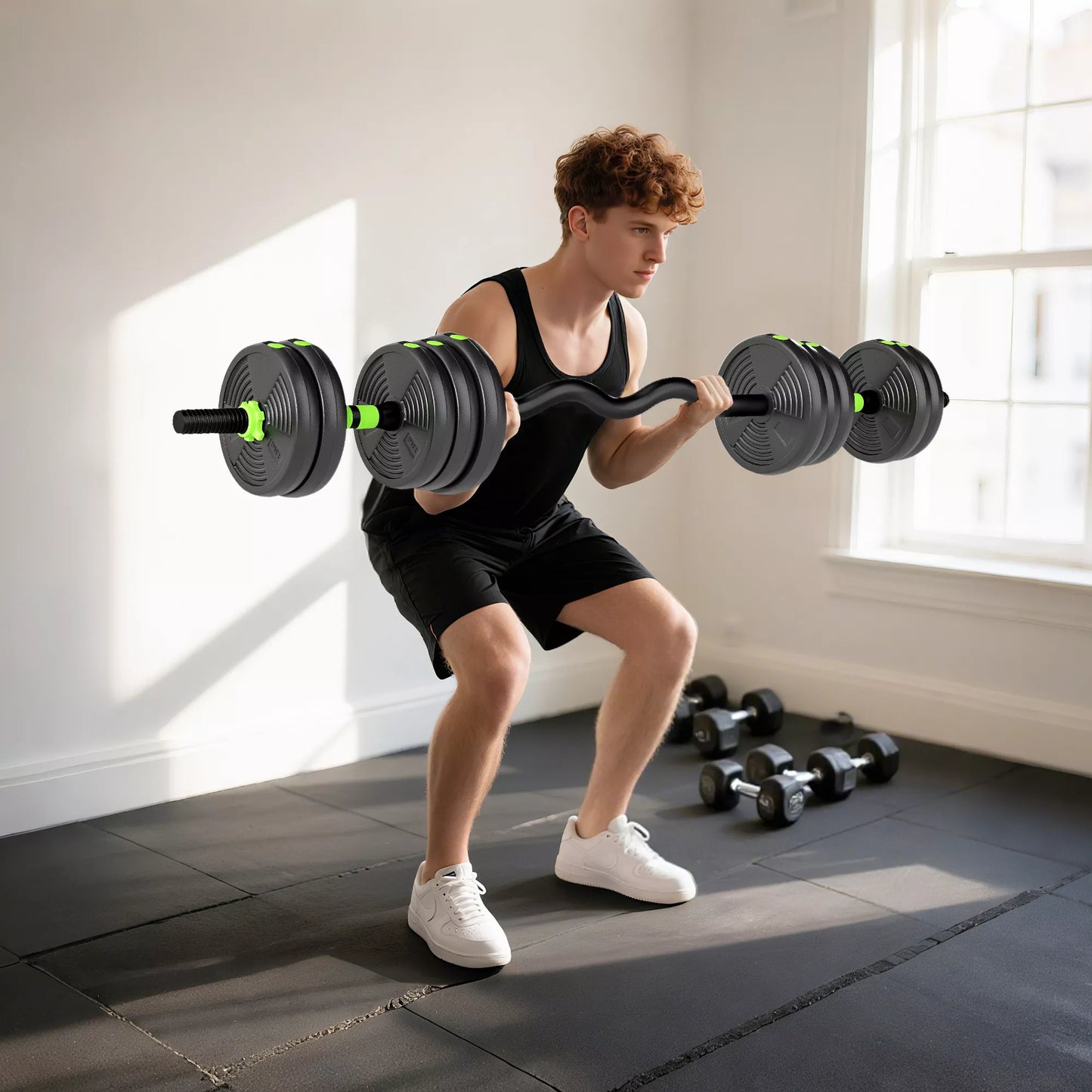 Reguliuojamas 20 KG hantelių rinkinys, trumpųjų ir ilgųjų hantelių rinkinys jėgos treniruotėms