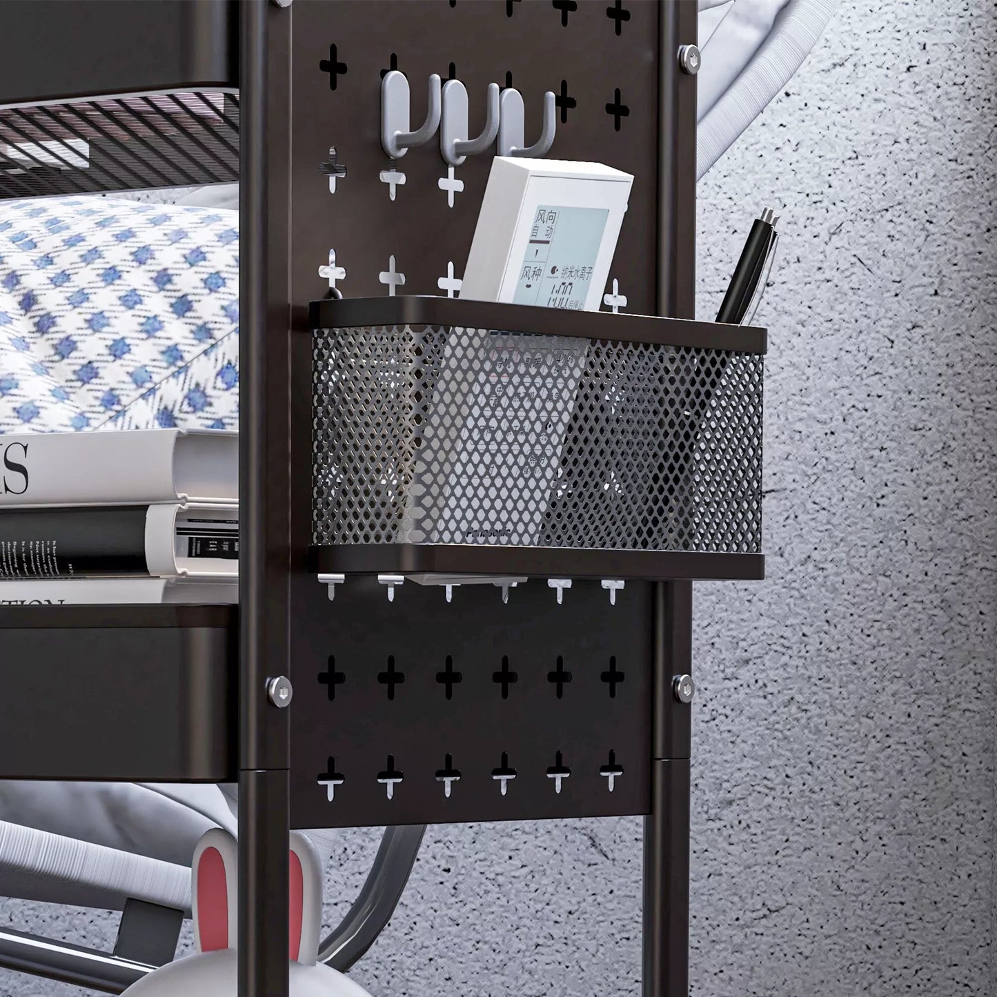 Daugiafunkcis virtuvės vežimėlis, 3 lentynos, 4 ratukai, 53,5 cm x 30,5 cm x 75 cm, juodas