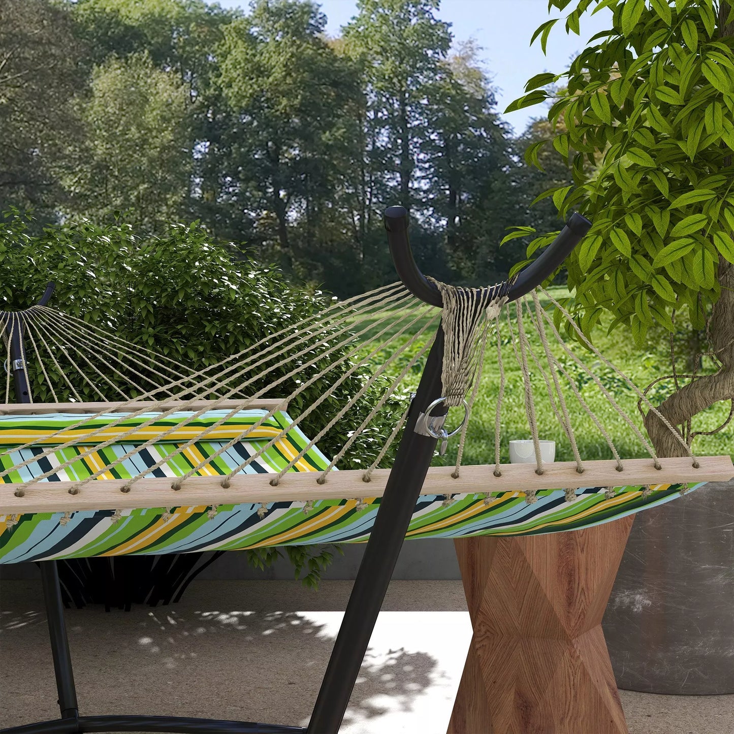 Hamako stovas Hamako rėmas, atsparus atmosferos poveikiui, reguliuojamo dydžio, 290 cm x 120 cm x 115 cm, juodas