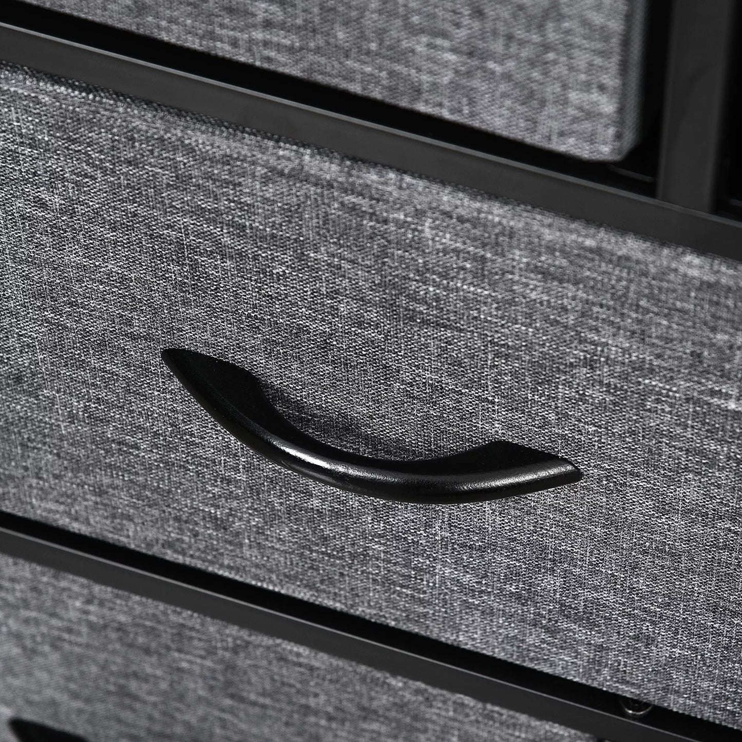 Spintelė su 8 audinių stalčiais, 2 dideliais, 6 mažais, metaliniu rėmu, apsauga nuo apvirtimo, pilka