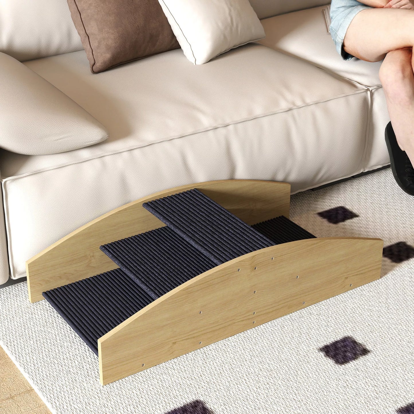 Agility Šunų svirtis, 2-in-1 svirtis ir laipteliai, neslystanti, eglės mediena, 80 x 39,5 cm