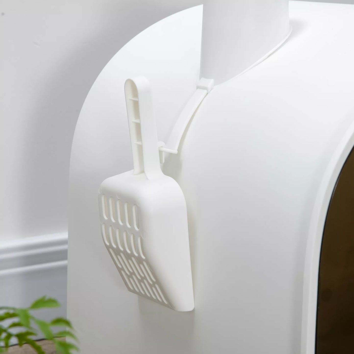 Katės tualetas su filtru, 1 atsarginis filtras, 1 grindų kilimėlis, 43 cm x 44 cm x 47 cm, juodas + baltas