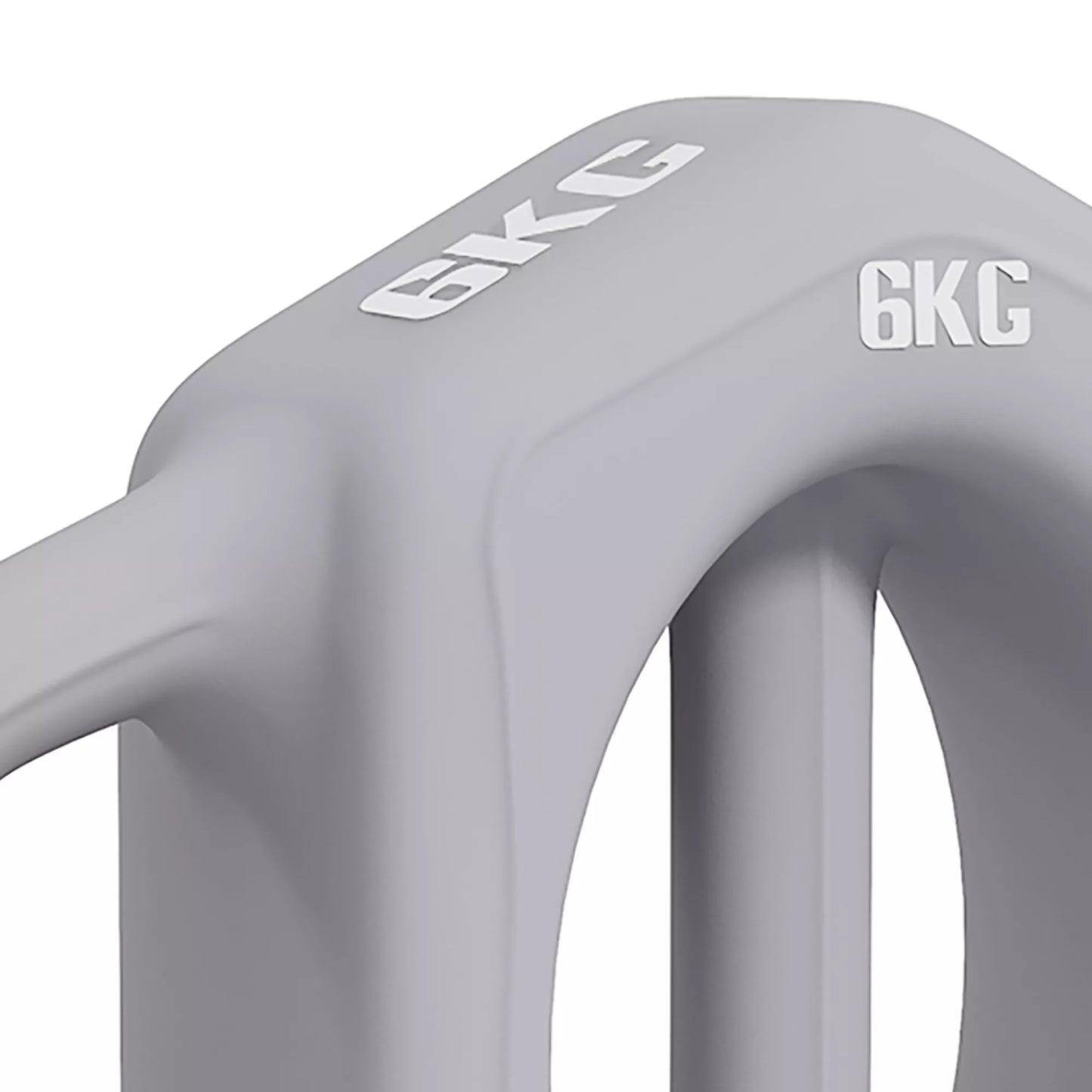 3-in-1 daugiafunkcis svarmenys, 6 kg, neslystantis, mažai kvapus, plastiku dengtas, su geležies šerdimi, pilkas