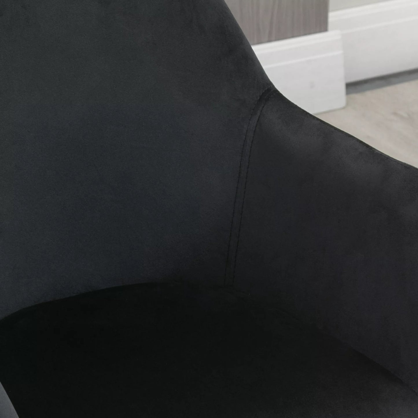 Valgomojo kėdės, 2 vnt. komplektas, modernaus dizaino, su veliūro išvaizda, iš kaučiuko medienos, 54x57x80 cm, juodos