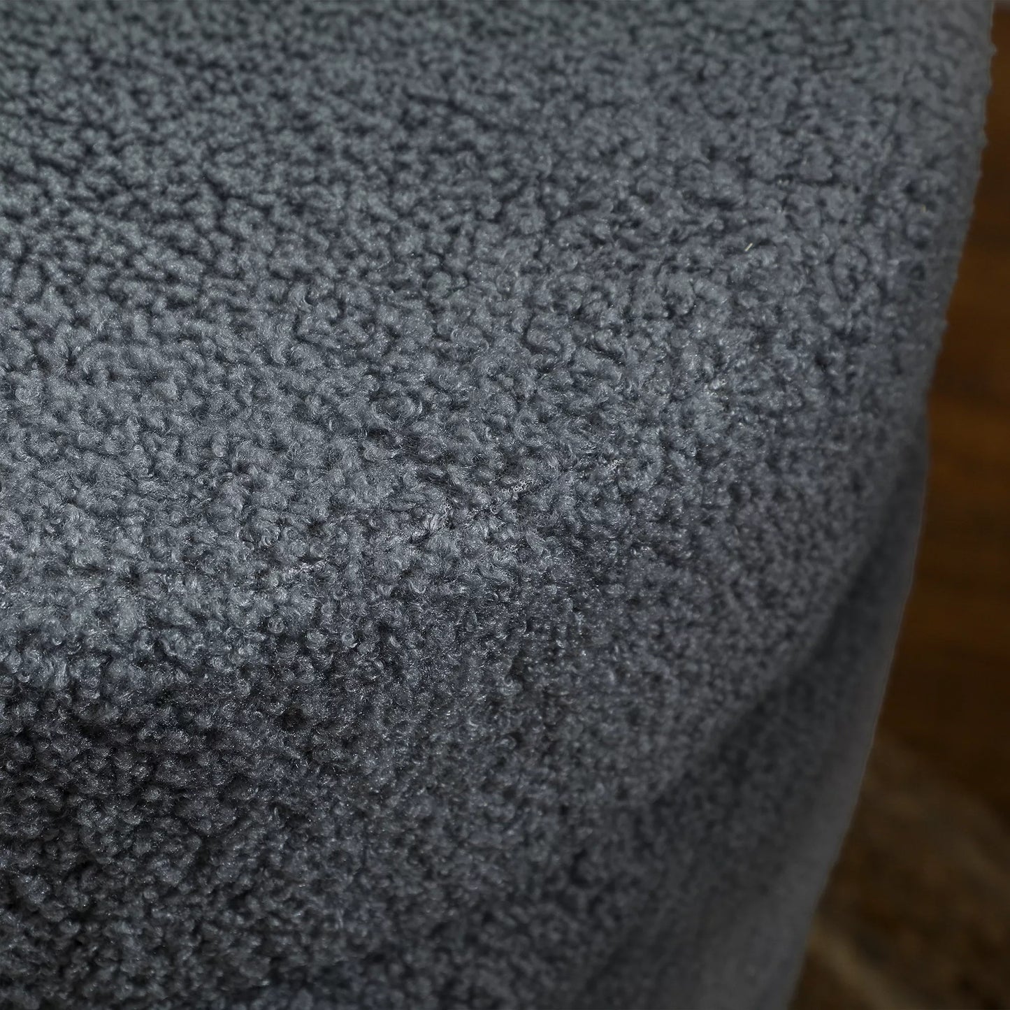 Pufas, apvalus, Teddy vilnos, iki 120kg, Ø40x45A cm, Tamsiai pilkas