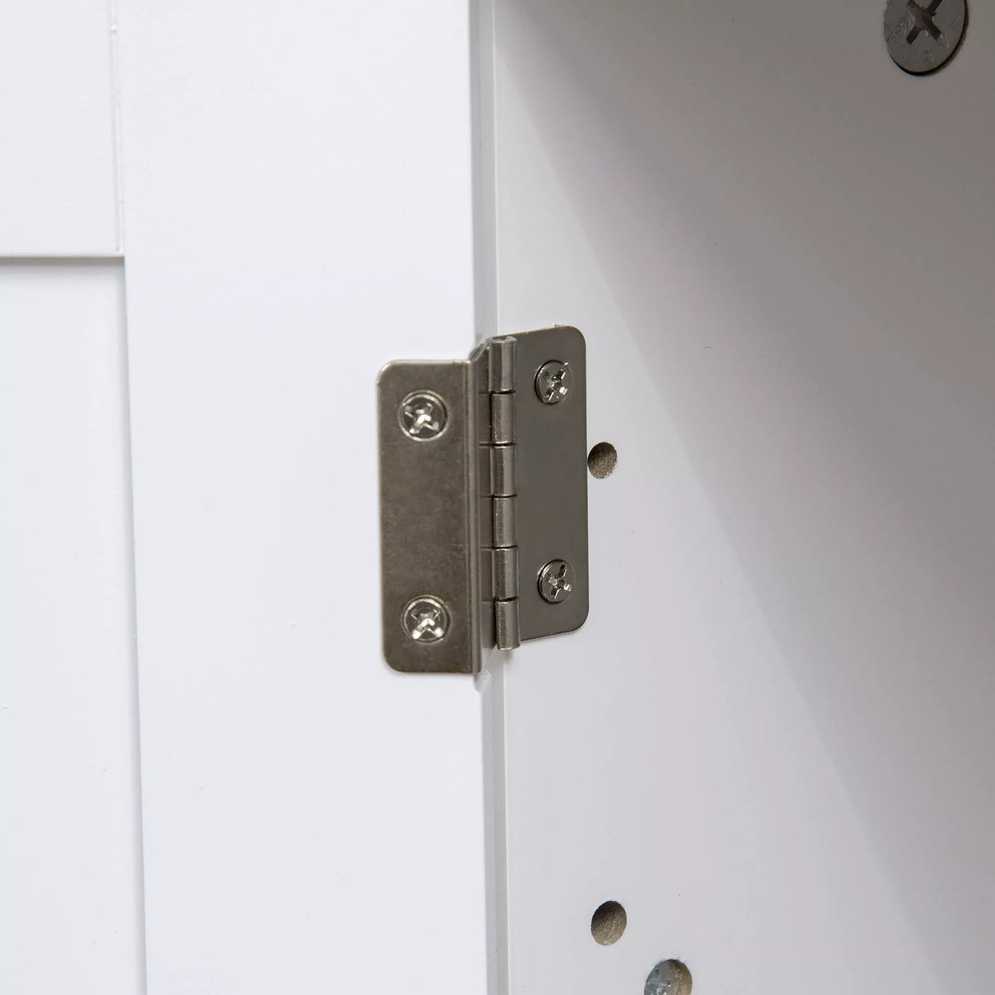 Katės tualetas-namelis su pertvara, magnetinėmis dvigubomis durimis, šonine lentynėle, baltas, 86 x 48 x 52 cm