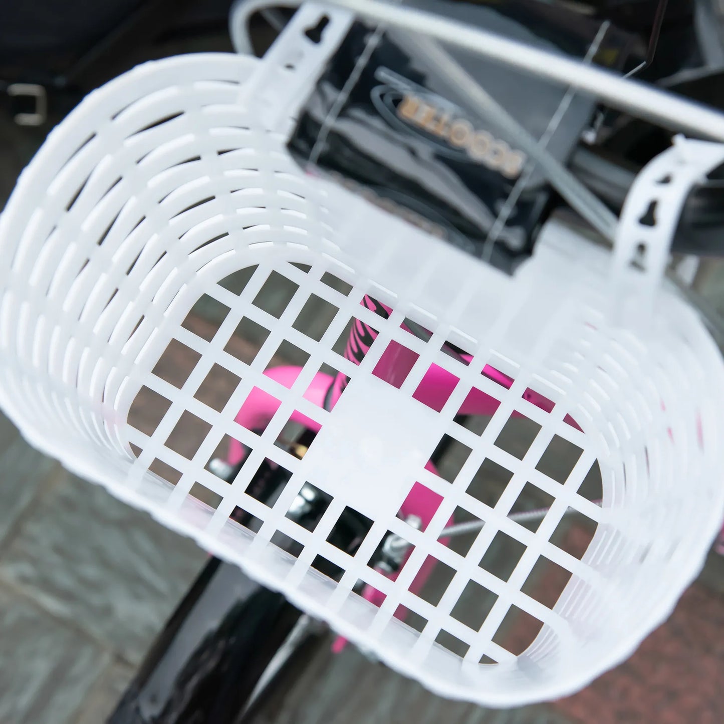 Vaikų paspirtukas su stabdžiais, krepšeliu, reguliuojamu aukščiu, skirtas vaikams nuo 5 iki 12 metų, baltos ir rožinės spalvos