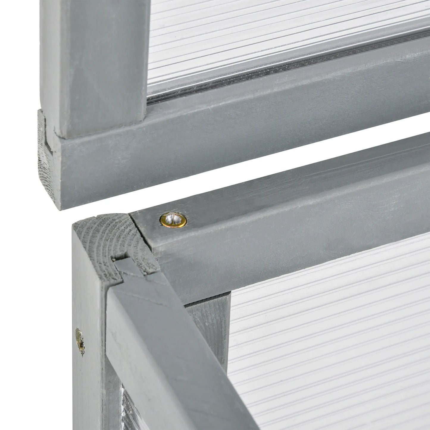 Medinis ir polikarbonatinis šiltnamis daigams 90 x 46 x 40 cm, atsparus oro sąlygoms, su dangčiu, skirta sodui, augalams, pilka