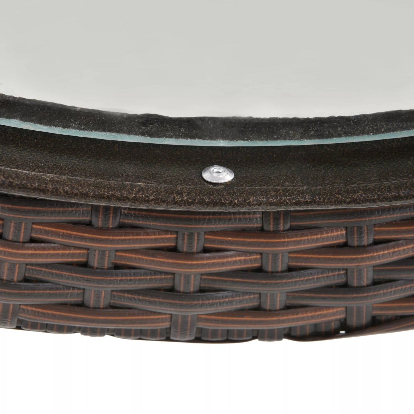 Sulankstomas sodo stalas, grūdinto stiklo stalviršis, plieno rėmas, rudos spalvos rotango imitacija, 68 x 68 x 73 cm