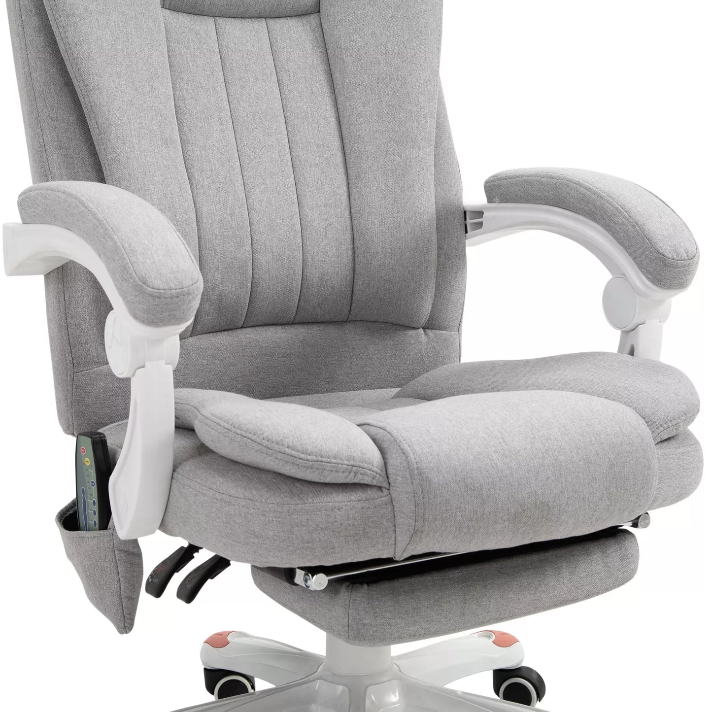 Masažinė kėdė, biuro kėdė, žaidimų kėdė, poliesteris, putplastis, nailonas, pilka, 66 x 63 x 107-115 cm