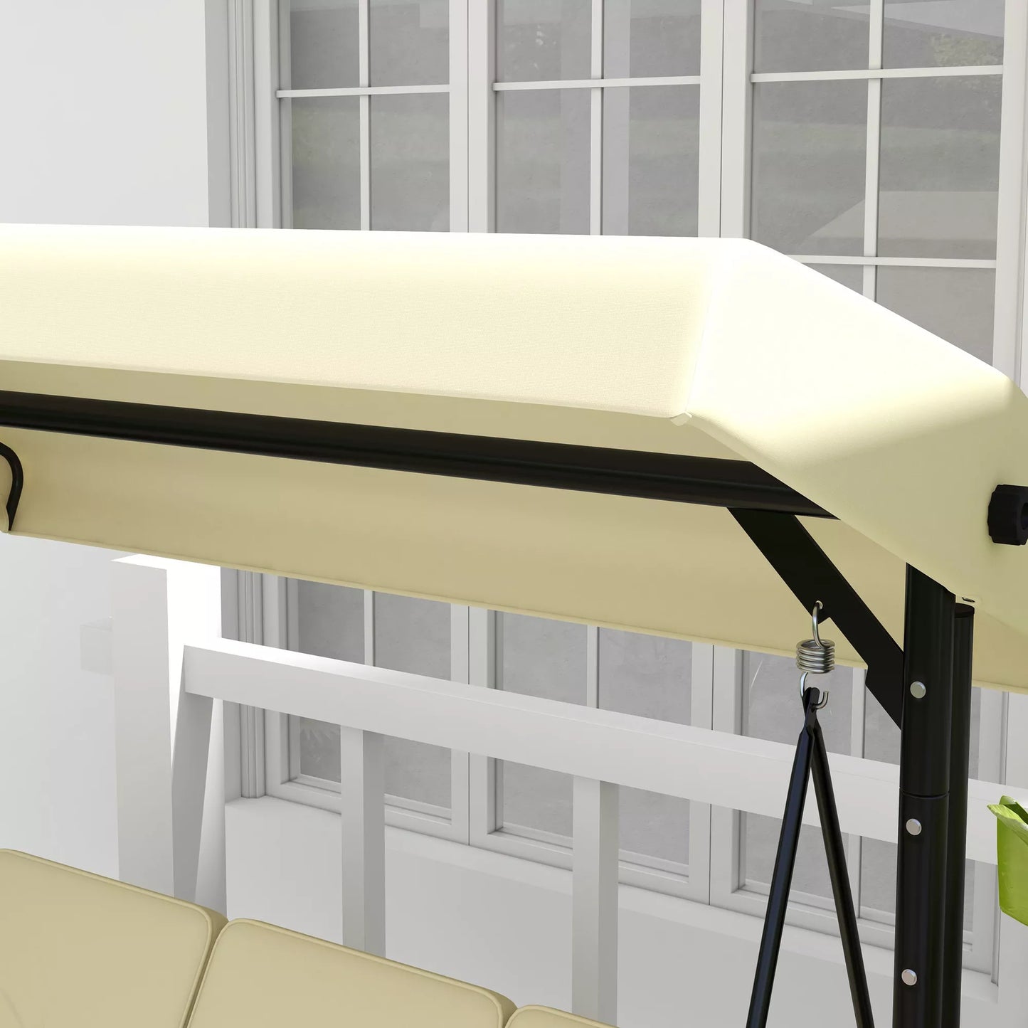 Sūpynės su atlošu, sūpynės su saulės apsauga, sodo sūpynės, verandos sūpynės, 3 sėdimosios vietos, sūpynės-lova