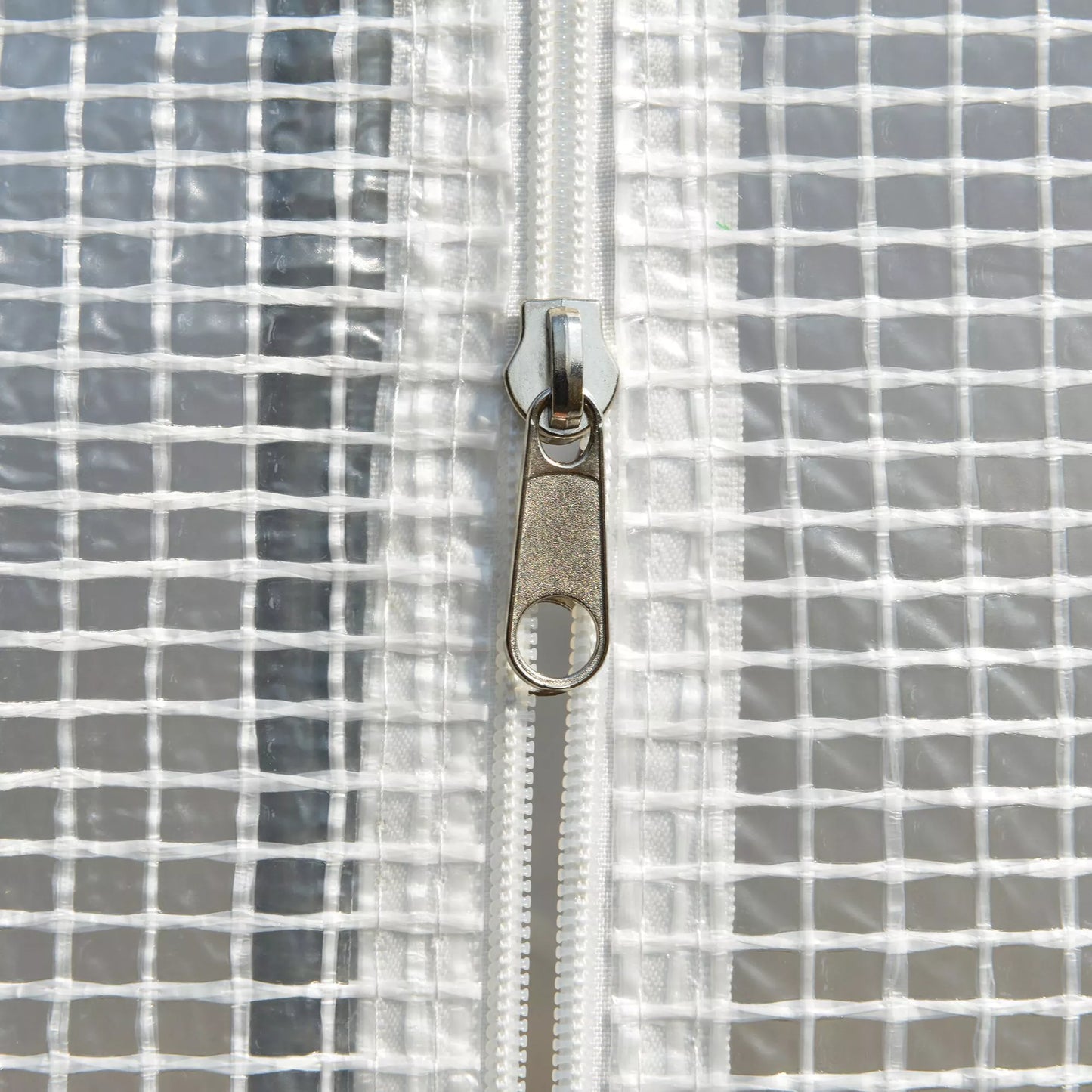 Plėvelės šiltnamis, 6 suskleidžiamieji langai, durys su užtrauktuku, nerūdijančio plieno rėmas, 2,95 x 2 x 2 m, baltas