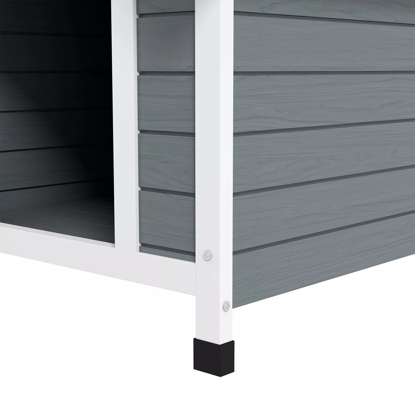 Šunų namelis, atsparus oro sąlygoms, su išimamu dugnu, pagamintas iš eglės medienos, 75x88x82 cm, pilka/juoda