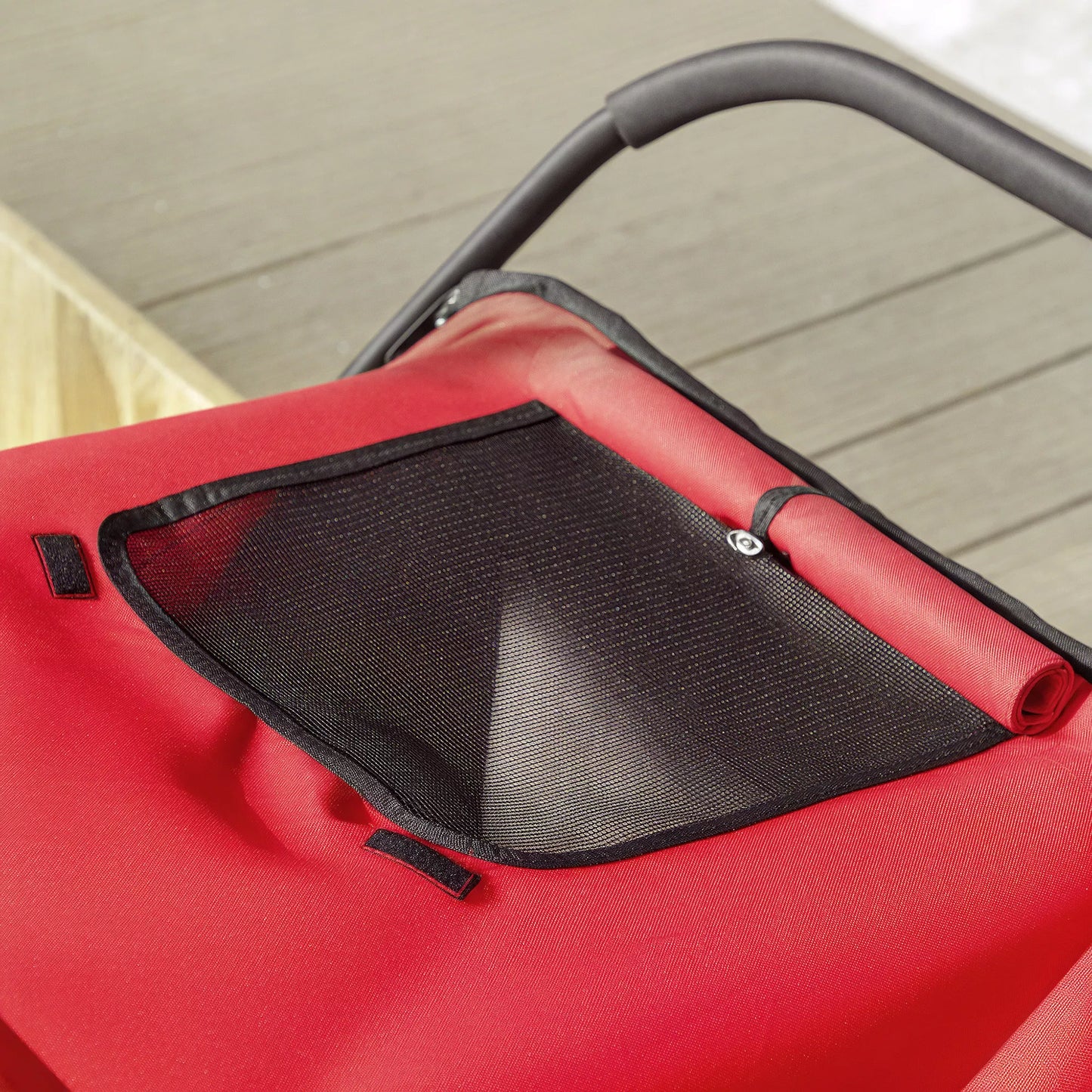 Šunų vežimėlis, sulankstomas, atidaromas, su miegojimo pagalvėle, plieninis rėmas, Raudona/Juoda