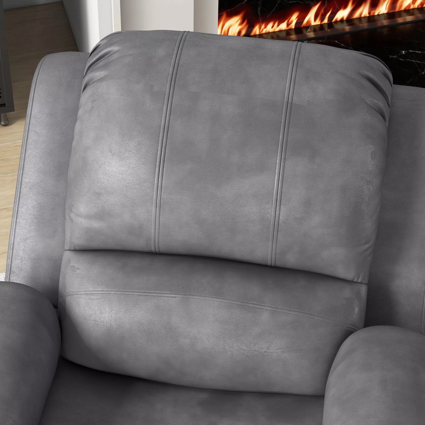 Poilsio fotelis su pakoja ir gulima funkcija, su puodelių laikikliu, TV fotelis, 87 cm x 95 cm x 102 cm, Pilkas