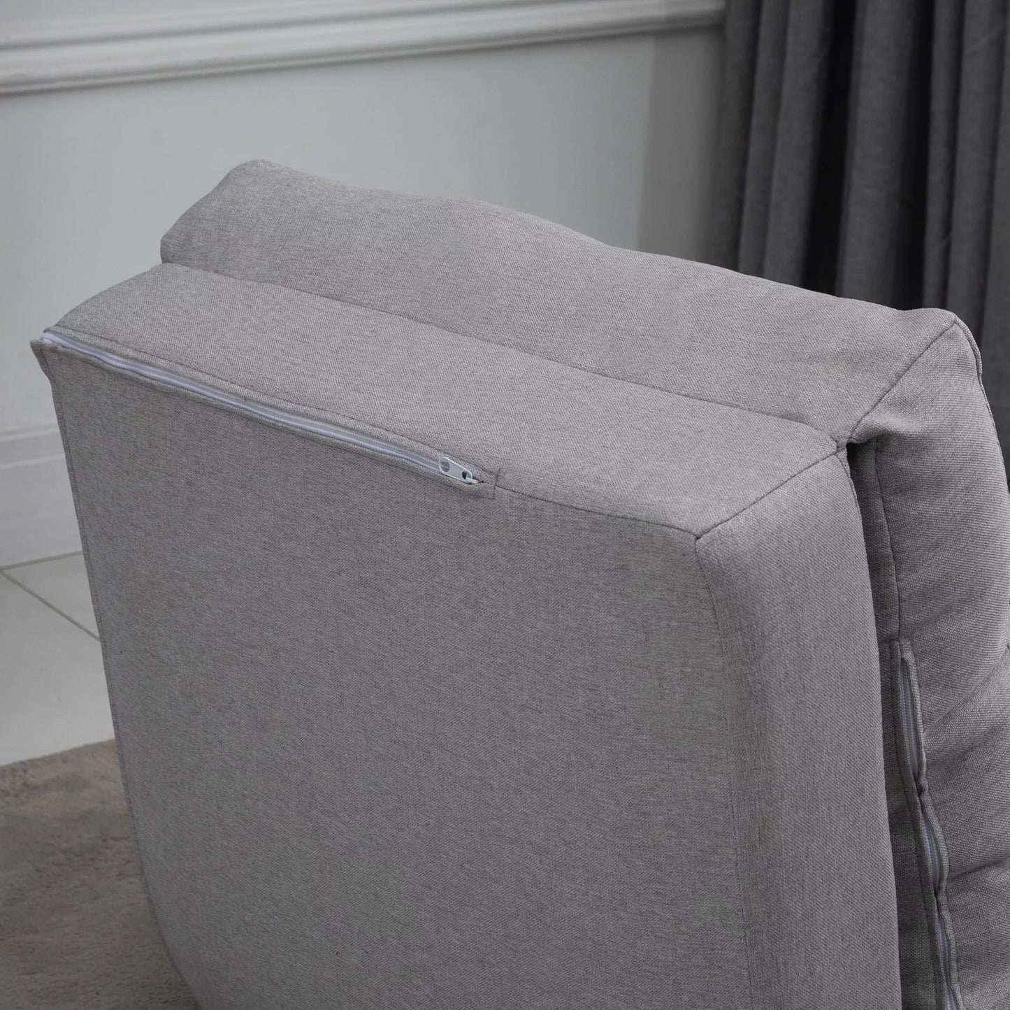 Fotelis ant grindų sulankstomas čiužinys miego kilimėlis, 2-in-1 dizainas, nuimama pagalvėlė, 60 x 80 x 56 cm, pilkos spalvos