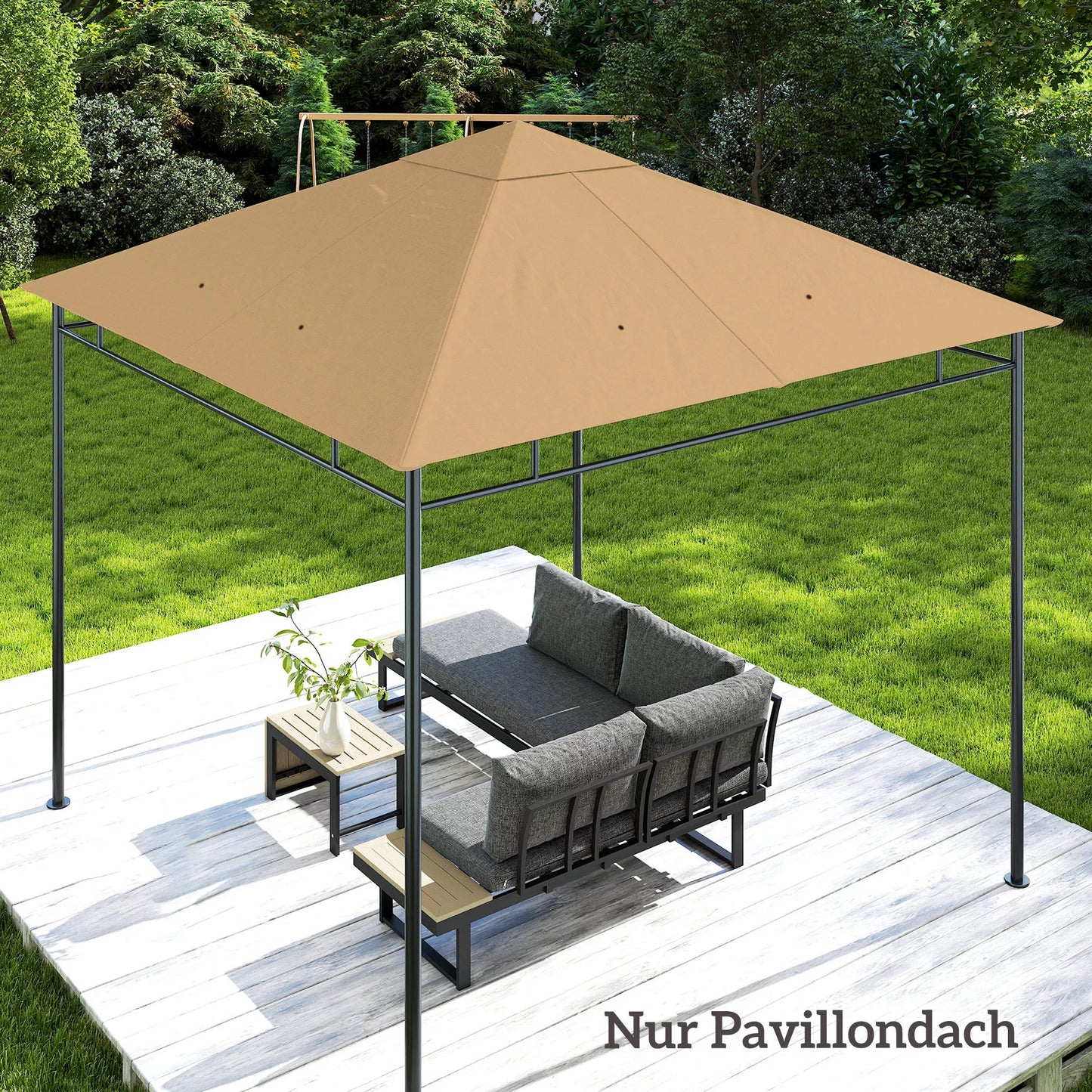 Atsarginis stogas sodo pavėsinei, poliesteris, 2,98 x 2,95 m, smėlio spalvos