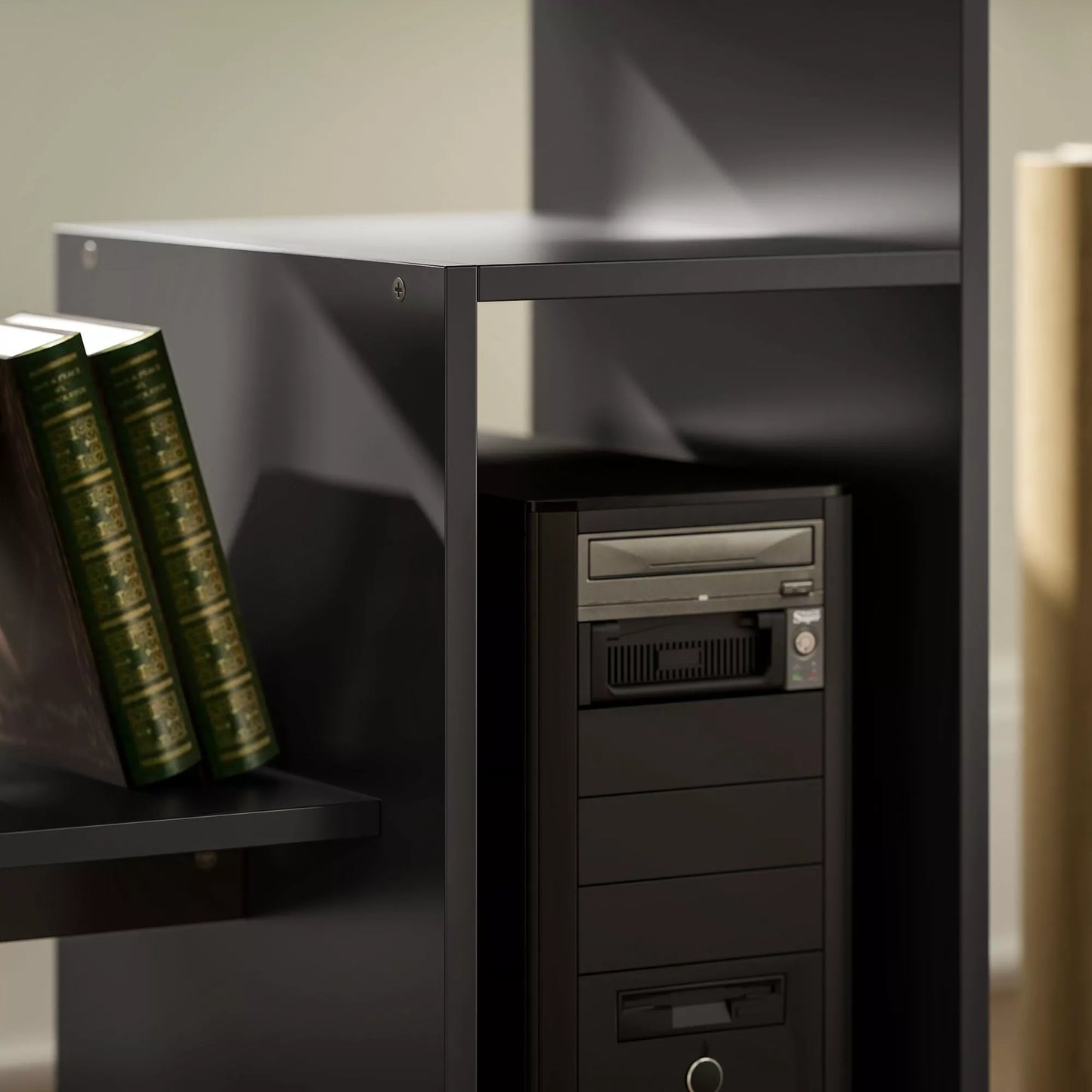 Kompiuterio stalas, rašomasis stalas, medžio drožlių plokštė, metalas, 80 x 45 x 75 cm, juodos spalvos