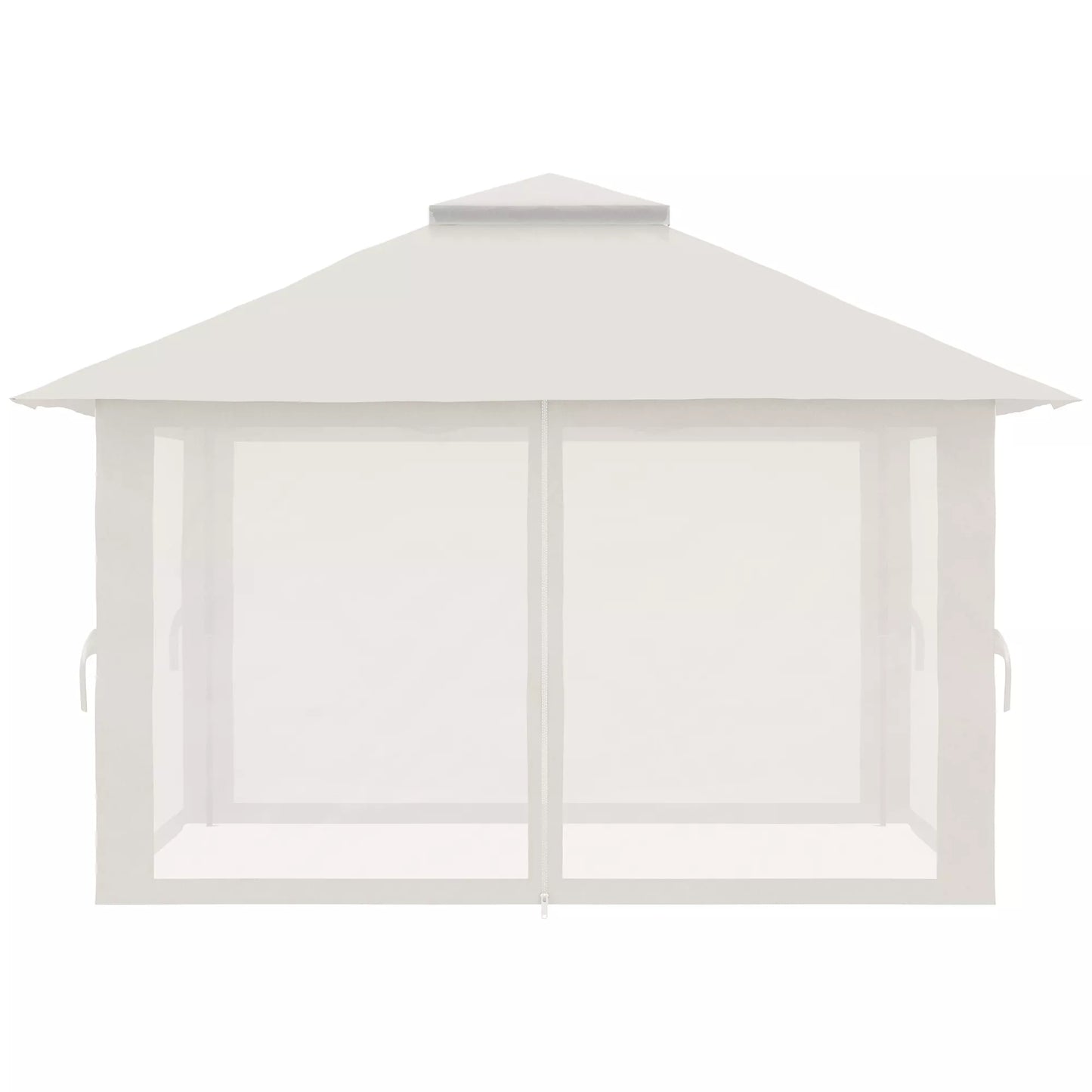 Sulankstomas paviljonas, reguliuojamas aukštis, 4 tinklinės sienos, ventiliacijos stogas, nešimo krepšys, greitas surinkimas, 4 x 4 x 3 m, kreminė balta spalva