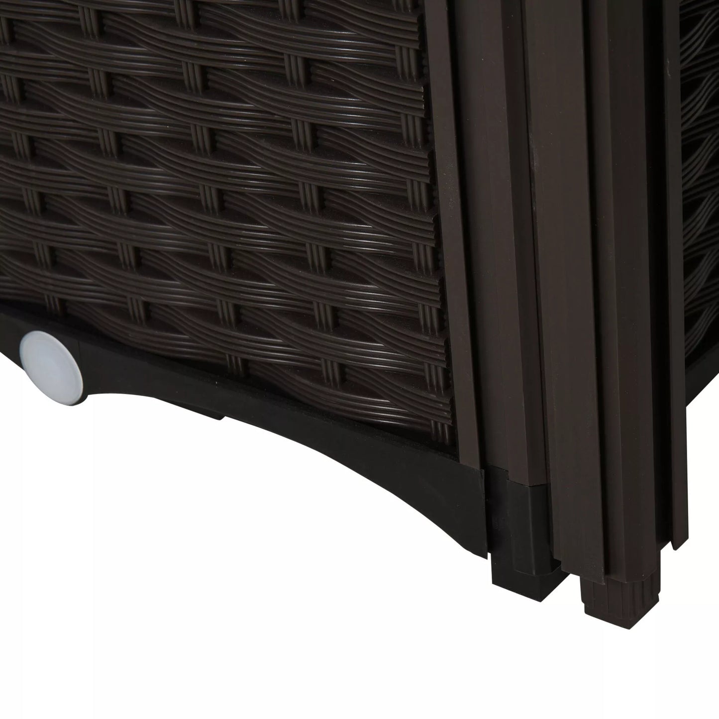 Pakeltas lysvės lovelis, augalų dėžė su drenažo skylutėmis, gėlių dėžė su rotango išvaizda, plastikas, ruda, 40 x 40 x 44 cm