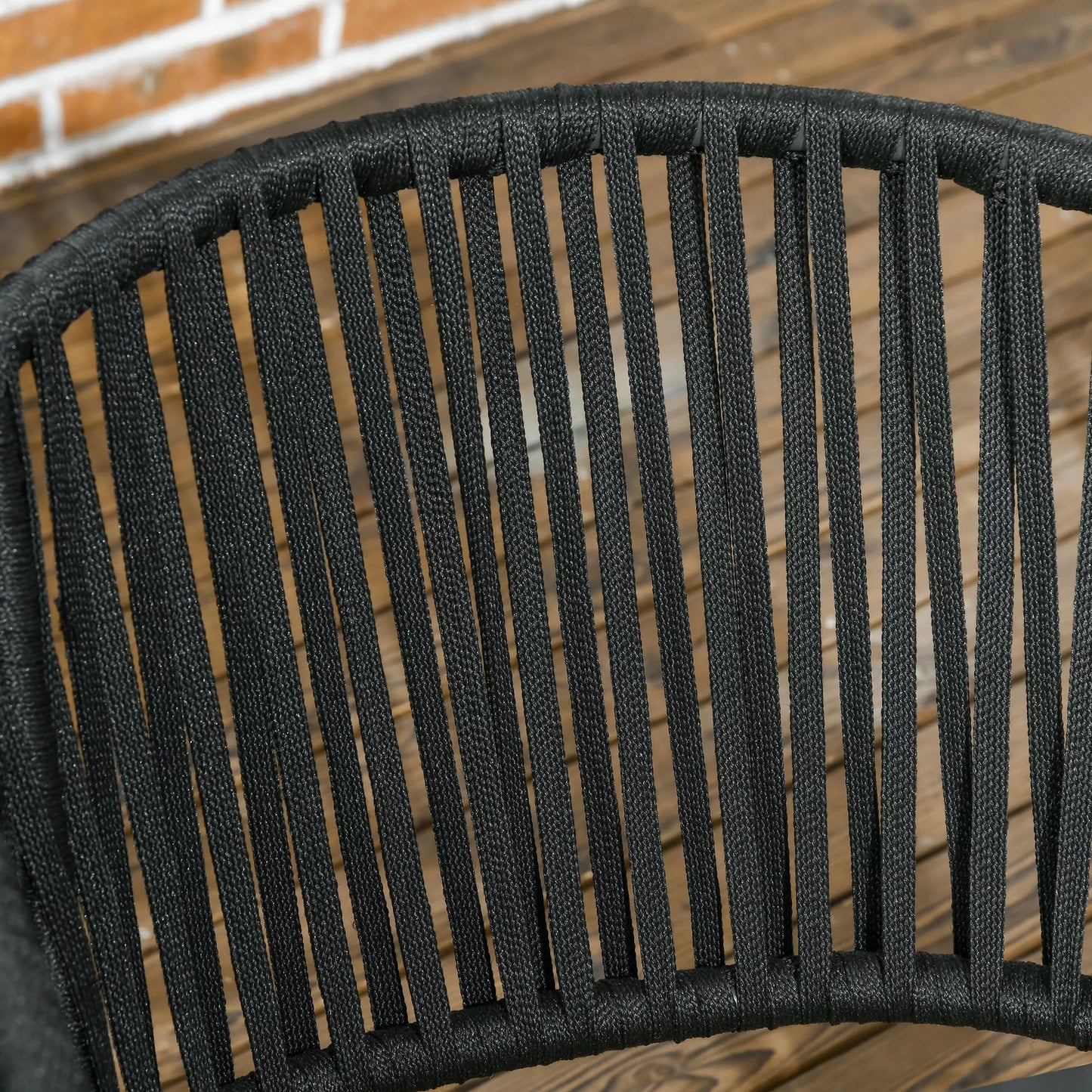 Lauko kėdės, 2 vnt. komplektas, Boho dizaino, su sėdynės ir atlošo pagalvėlėmis, patogia sėdimąja dalimi, metaliniu rėmu, juodos.