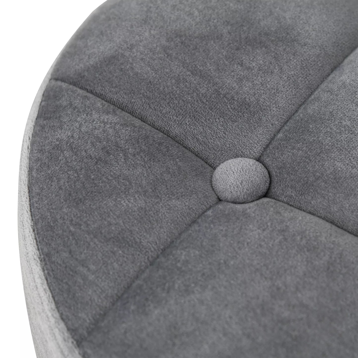 Salono kėdė su ratukais, ratukinis pufas, reguliuojamas aukštis, besisukantis, aksominis lietimas, putų užpildas, chromo pagrindas, šviesiai pilka, 35 x 35 x 49-61 cm