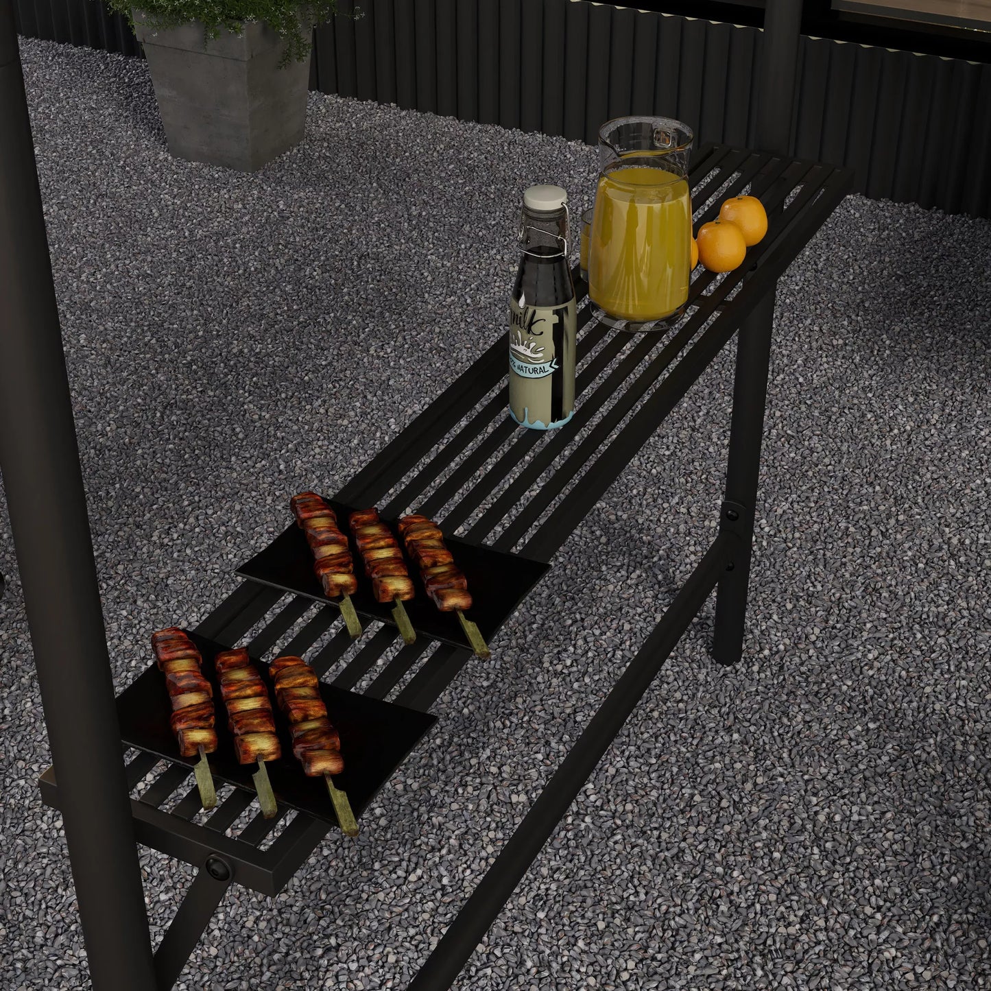 Grilio palapinė, grilio stogas, atsparus oro sąlygoms, su šoninėmis kišenėmis, 277 x 149 x 230 cm, tamsiai pilka