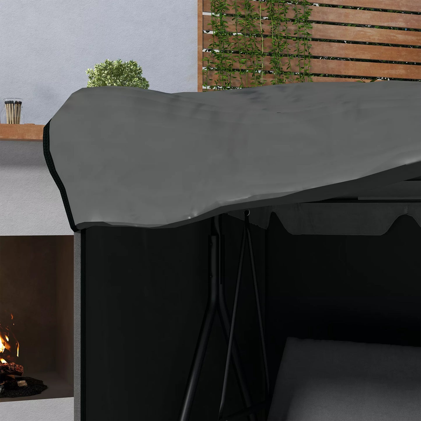 Sodo supynių uždangalas, apsauginis "holivudinių" supynių gaubtas, atsparus vandeniui, 177 x 114 x 152 cm, Pilkas