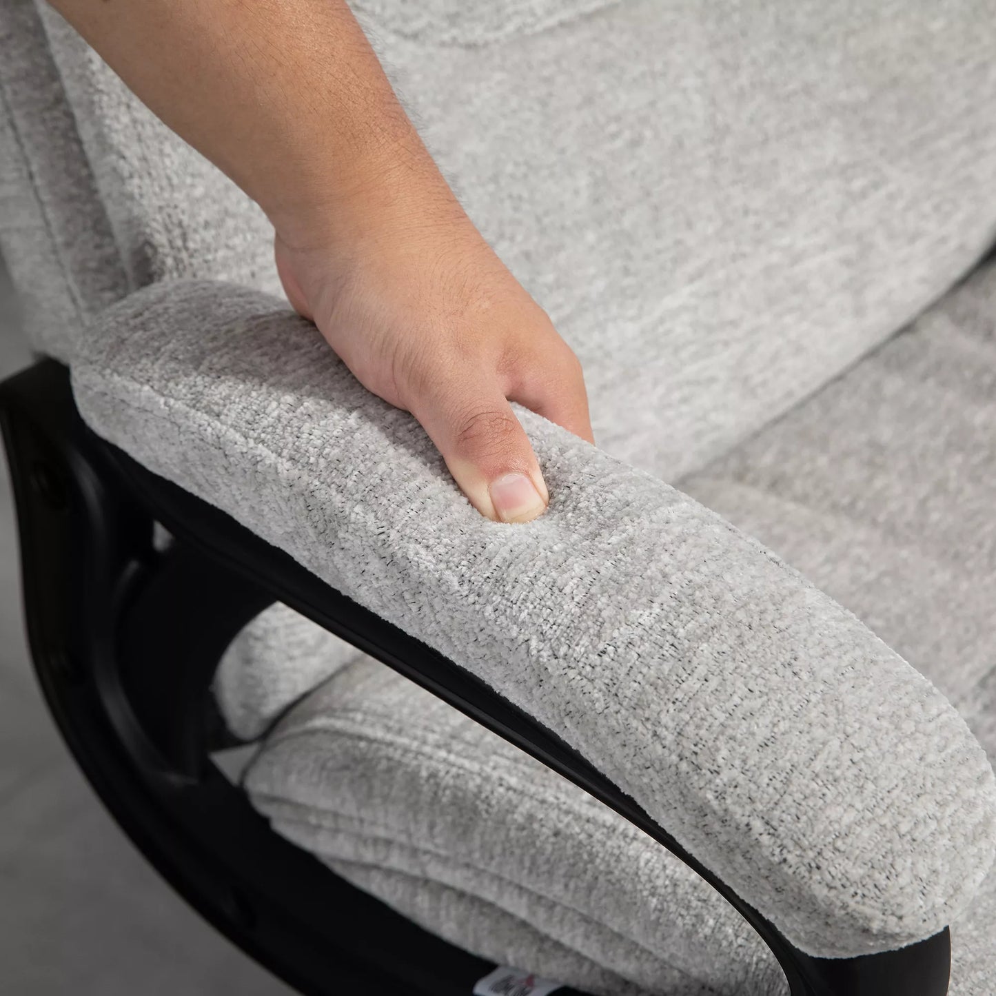 HOMCOM Biuro kėdė, sukamasis, reguliuojamo aukščio, su supimo funkcija, šviesiai pilka