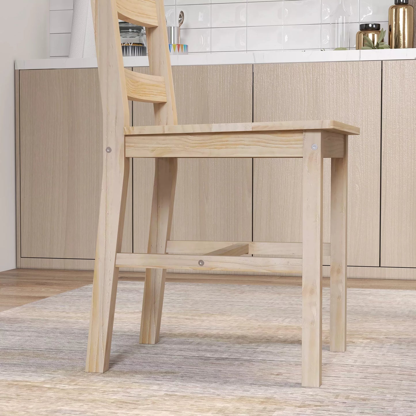 5 dalių valgomojo komplektas: valgomojo stalas su kėdėmis, masyvinio medžio, 118 cm x 73 cm x 75 cm, natūralus