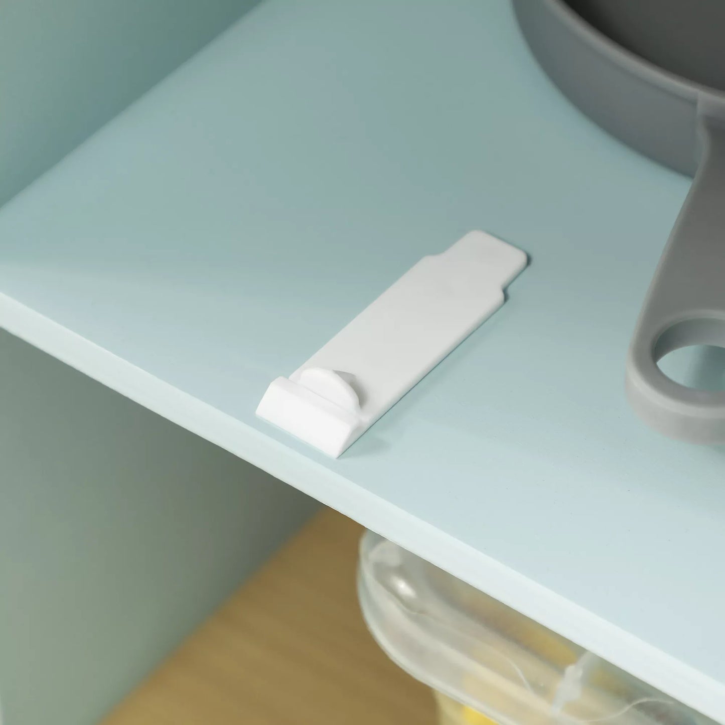 Žaidimų virtuvės rinkinys, vaikiška virtuvėlė žaidimams su mikrobangų krosnele, virykle ir orkaite, virtuvės reikmenys, MDF, nerūdijančio plieno, mėlyna