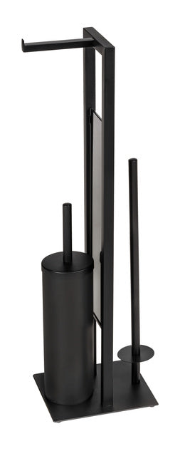 Tualeto aksesuarų stovas „Rivalta“ 3-in-1, juodas, 70 cm