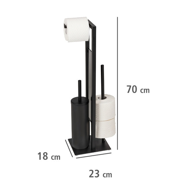 Tualeto aksesuarų stovas „Rivalta“ 3-in-1, juodas, 70 cm