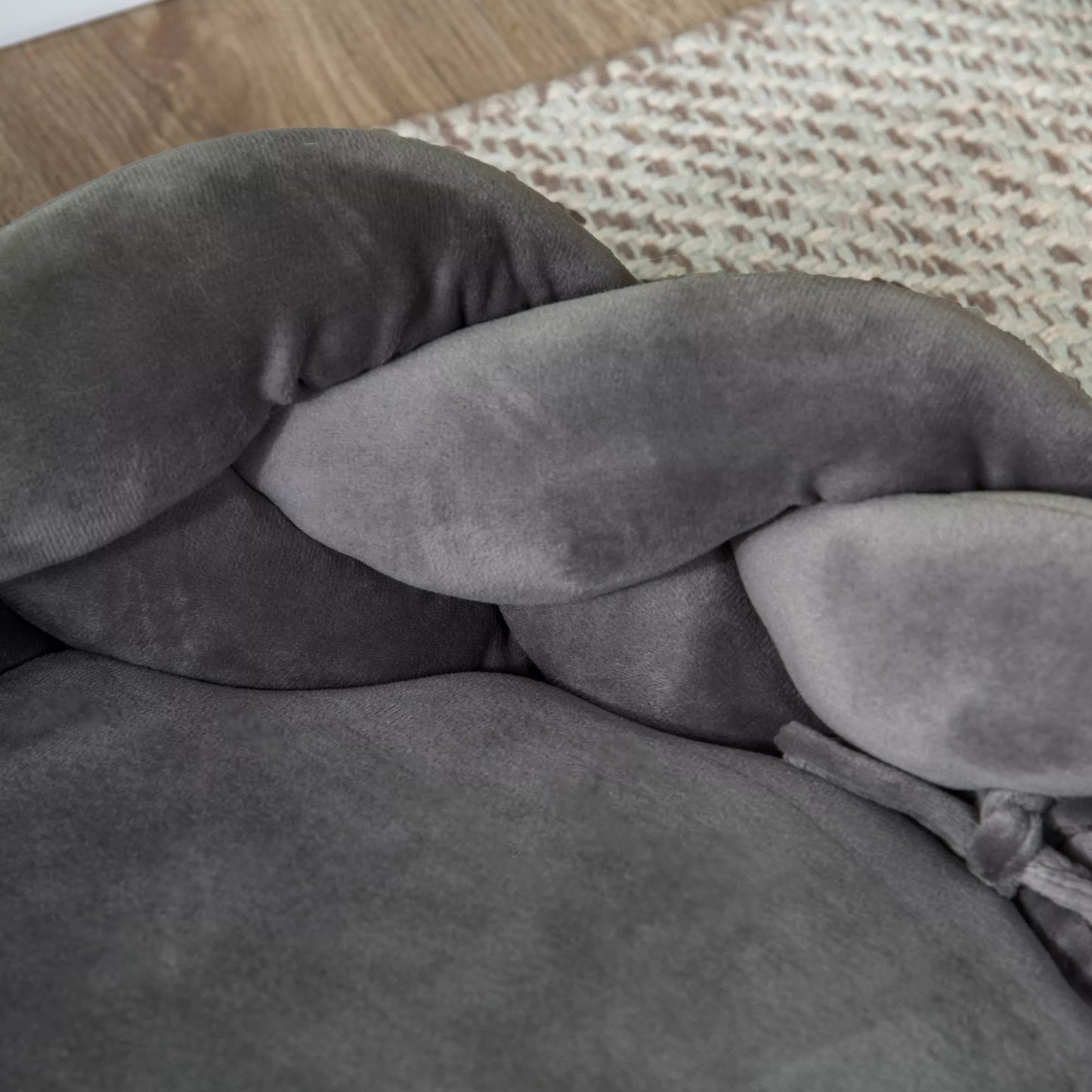 Naminių gyvūnėlių lova su pagalvėle, katės lova, šuns guolis, skalbiama, 55 cm x 55 cm x 14 cm, Pilka