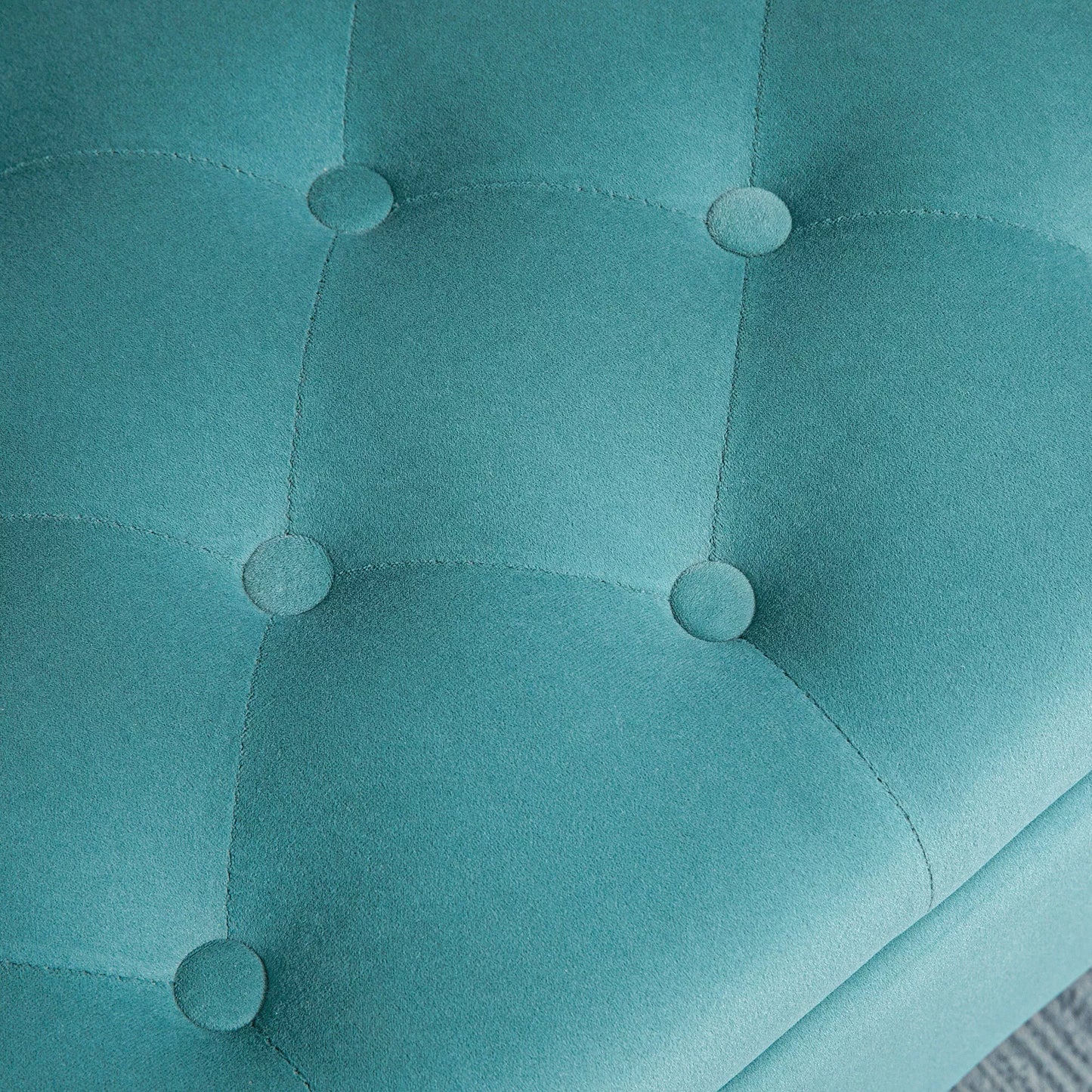 Vintažinio dizaino suolas su laikymo vieta, aksominės išvaizdos, žalias