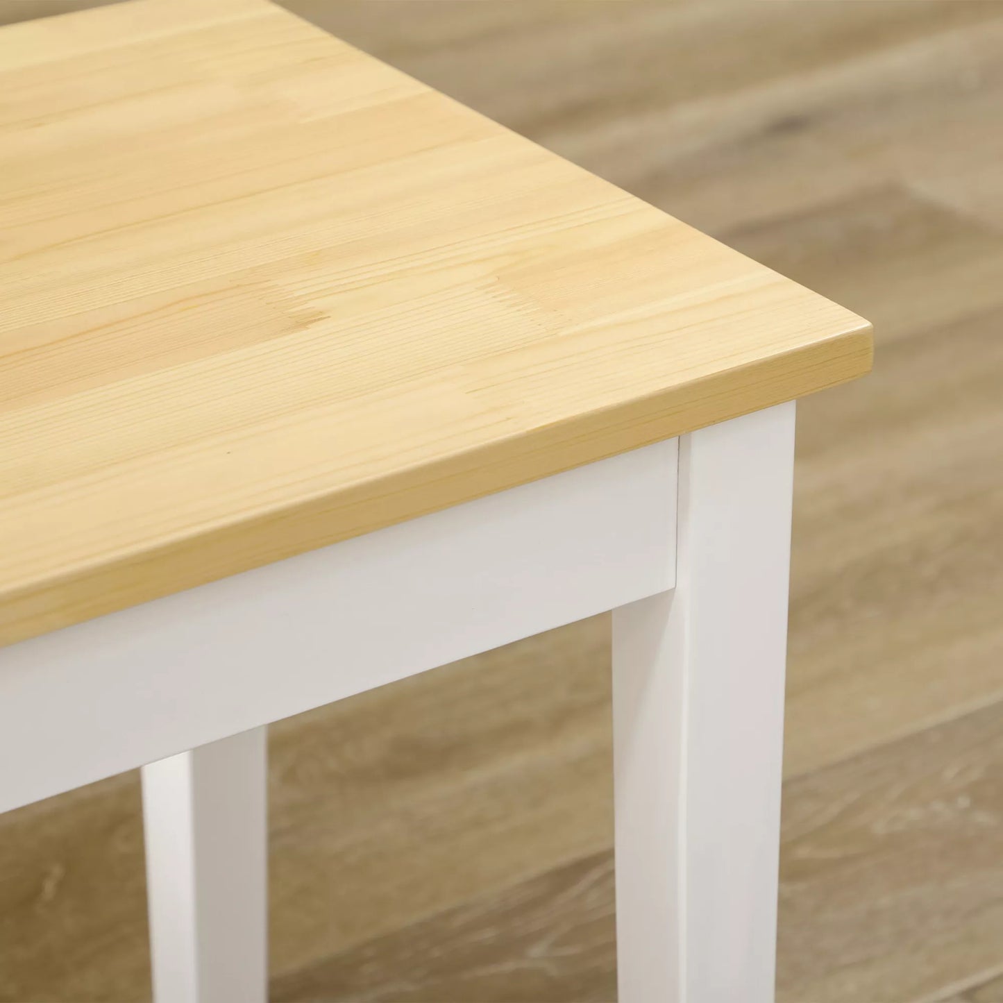 HOMCOM Dvivietis suolas, masyvi mediena, lakuotas, natūralus + baltas