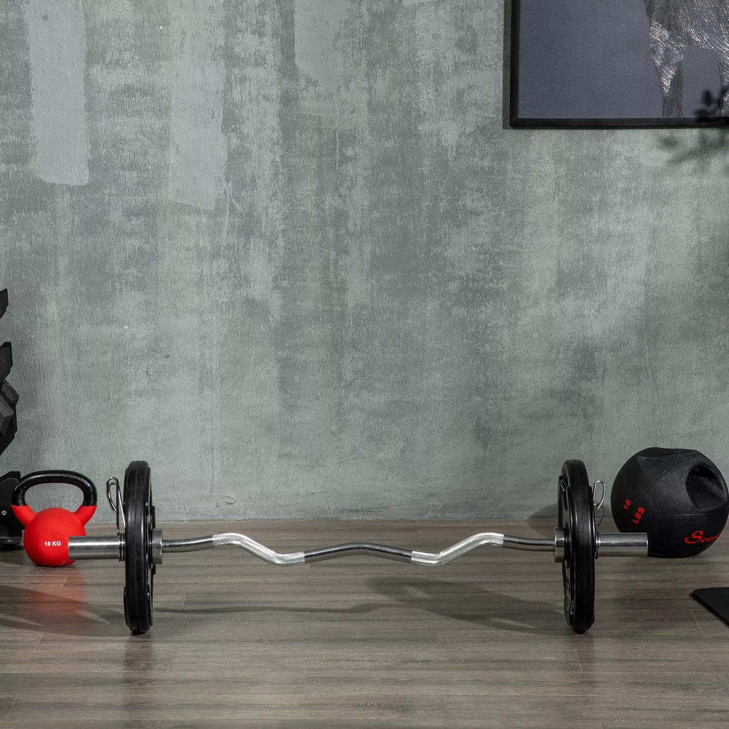 Hantelio diskas, 2 vnt. rinkinys, po 15 kg diskui, trys rankenos, grindims draugiškas guminis apvalkalas, metalas