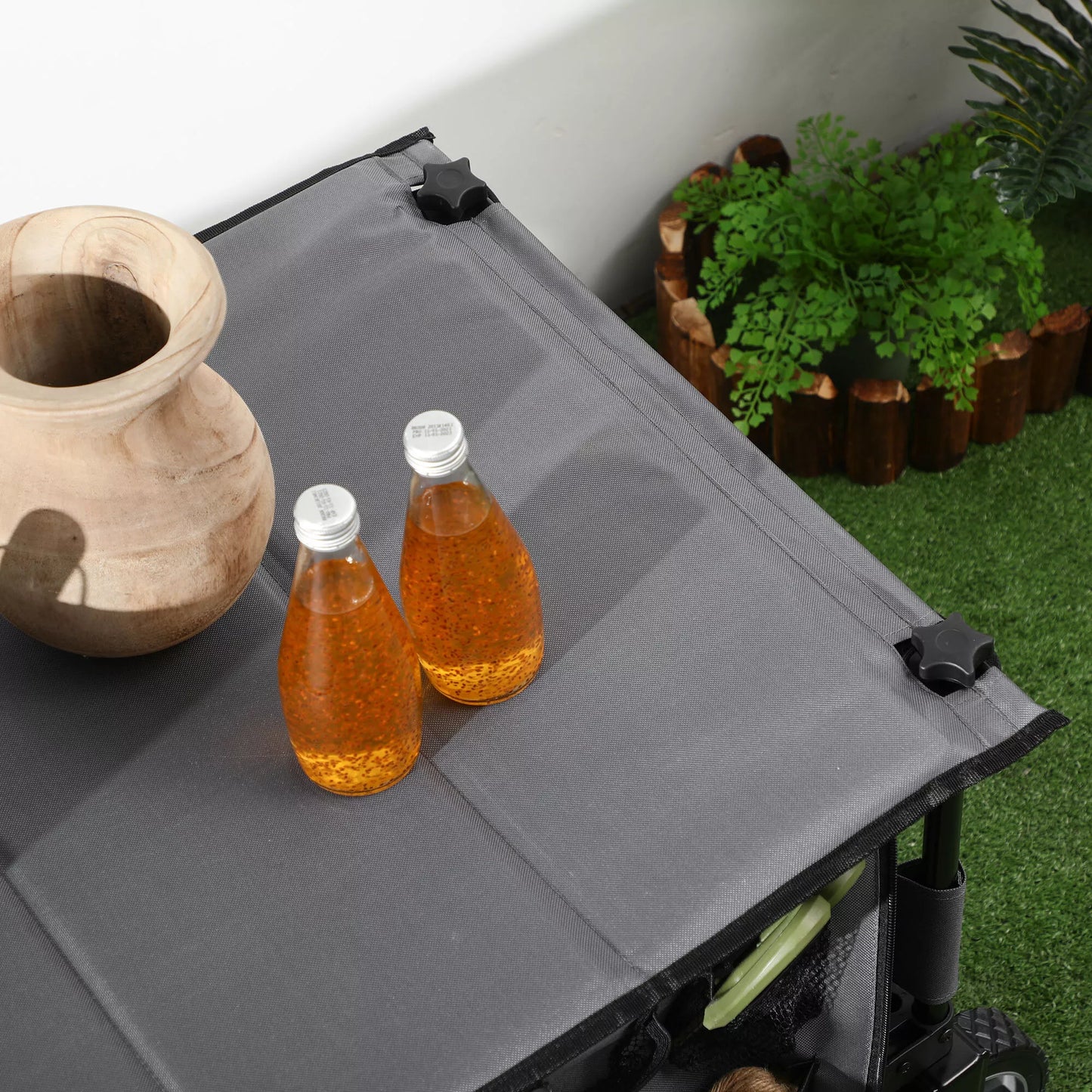 Sulankstomas vežimėlis, 5 šoninės kišenės, reguliuojama rankena, iki 120 kg, plienas, tamsiai pilkas, 100 x 55 x 93 cm