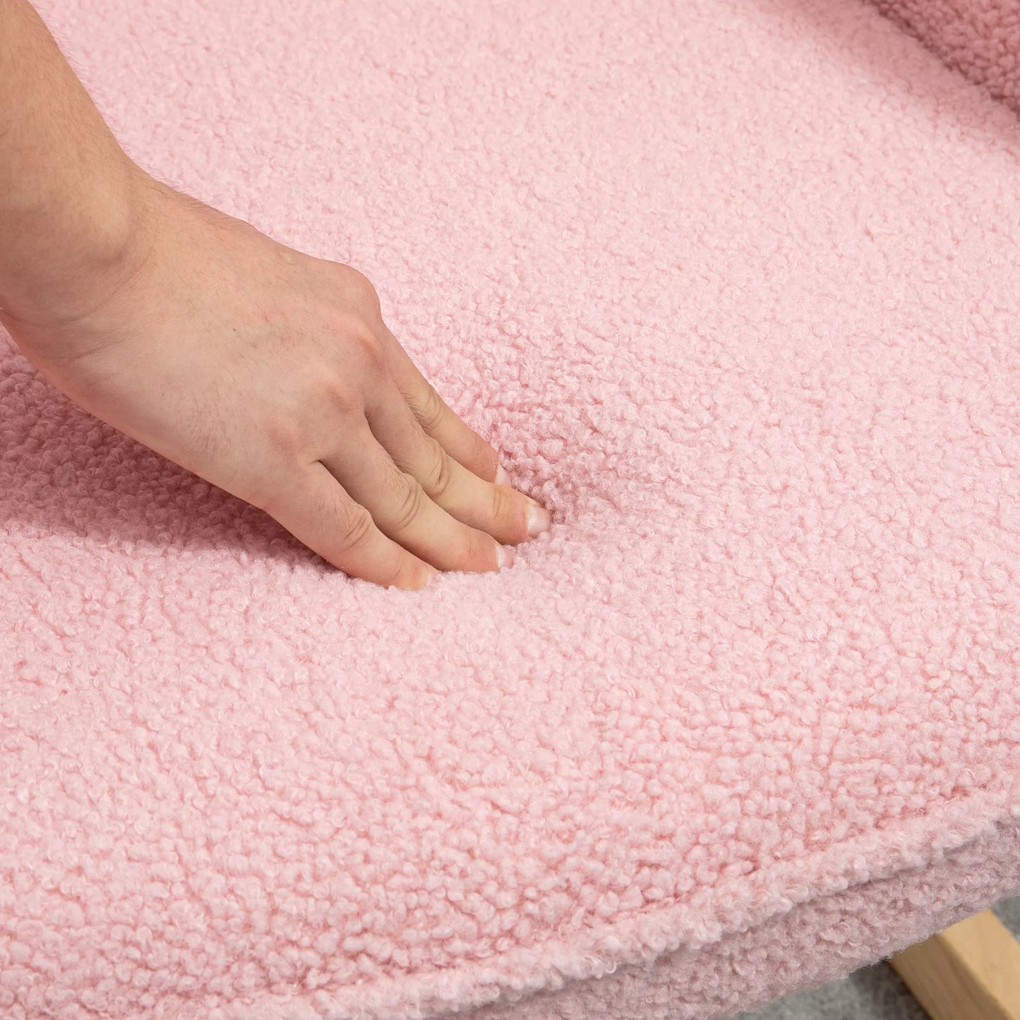 Supamas krėslas retro dizaino, medžio masyvo, krėslas, relaksacinis krėslas, 98 cm x 71 cm x 101 cm, rožinė