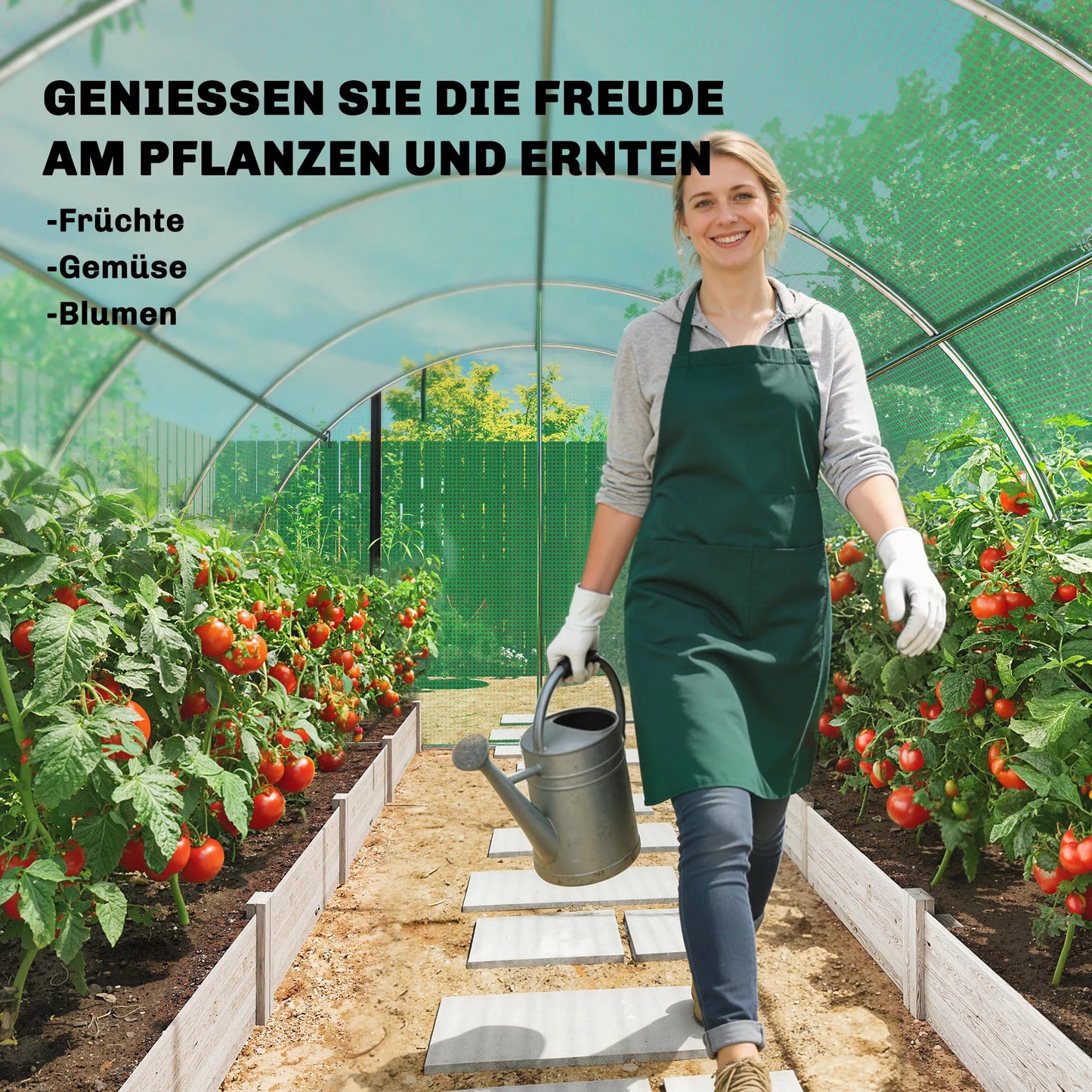 Šiltnamis su dvejomis užtraukiamomis durelėmis ir šešiais tinkliniais langais, plėvelinis, 3 x 2 x 2 m, žalia