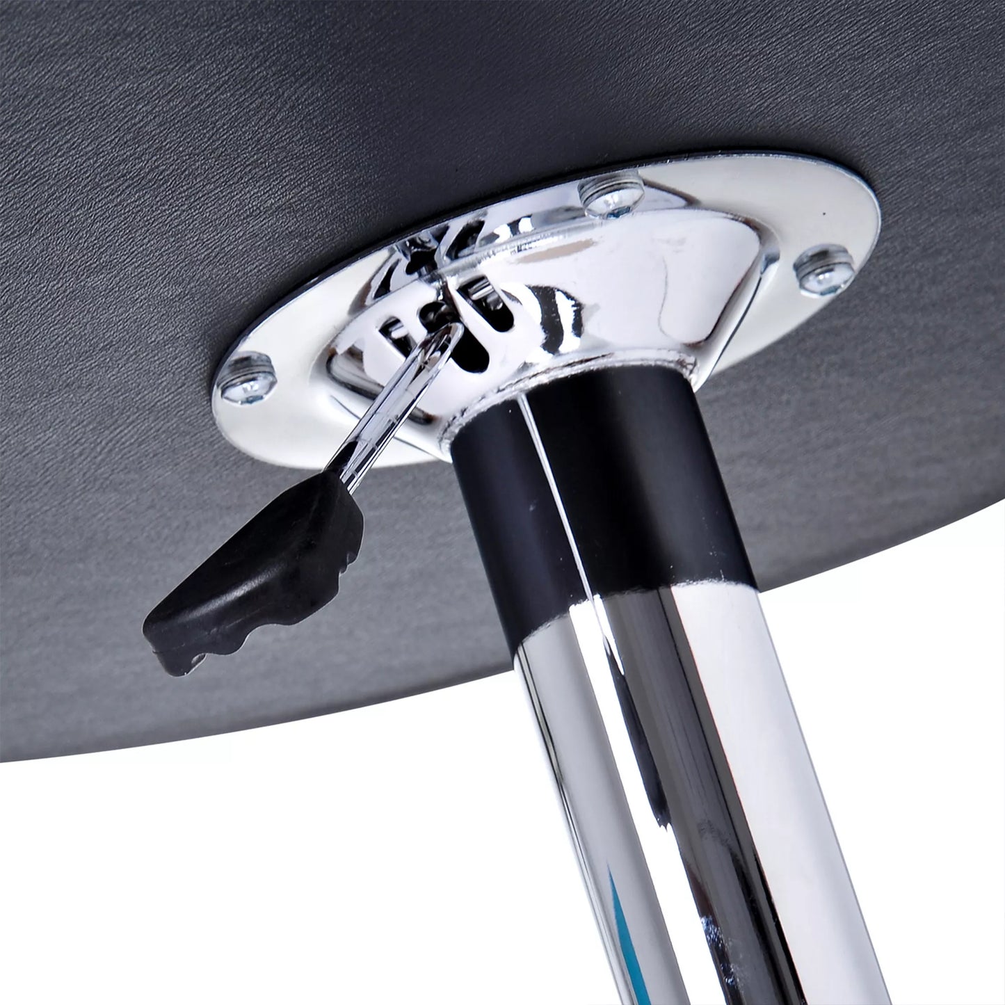 Baro stalas, reguliuojamo aukščio, dirbtinės odos apmušalas, vintažinis dizainas, juoda + sidabrinė