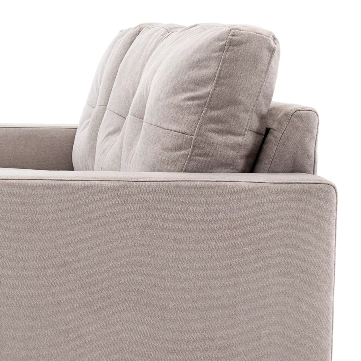 3 vietų kampinė sofa, linine išvaizda, keičiamos krypties pusilgė, 193x136x85 cm, šviesiai pilka